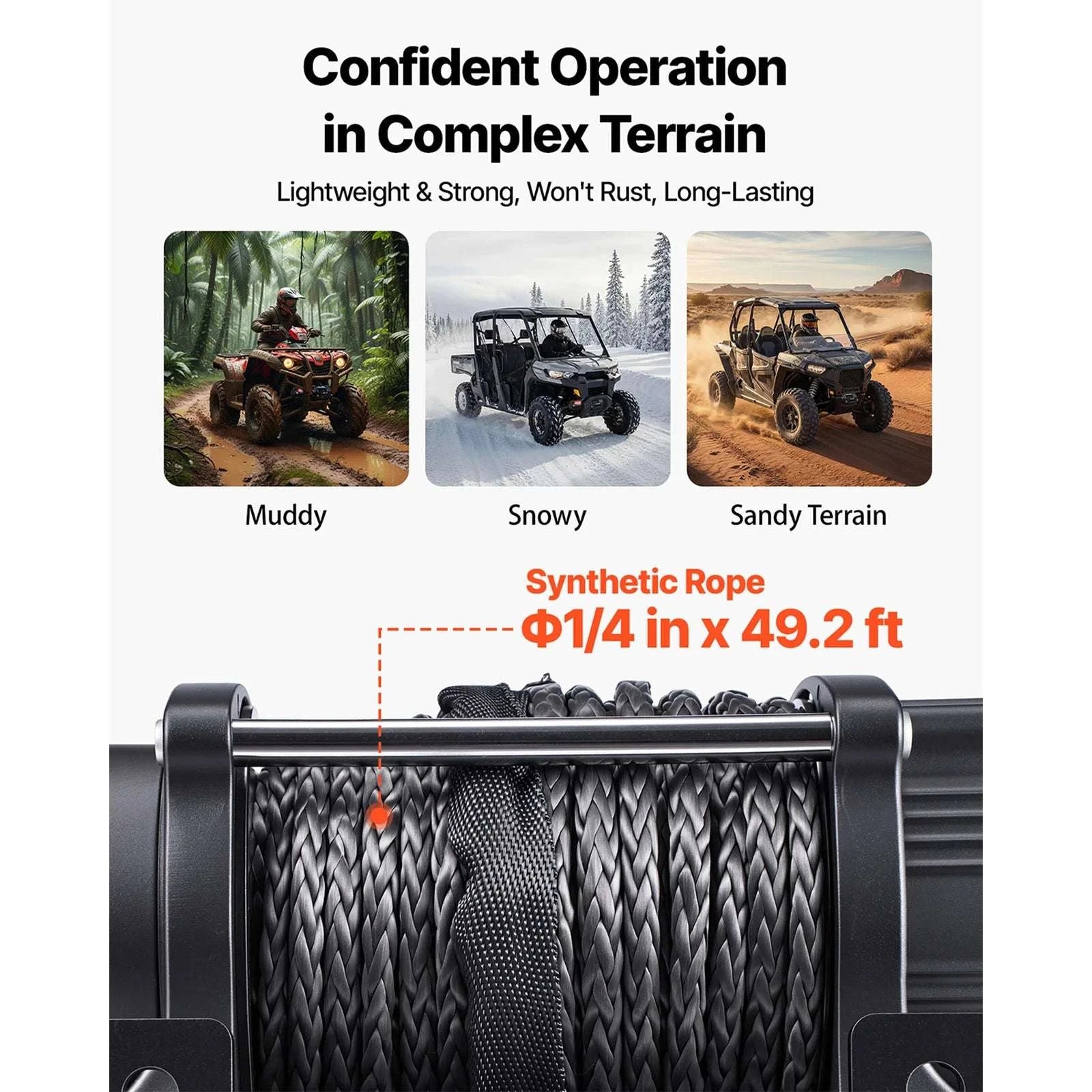 6000lb 12V ATV UTV Electric Winch with Remote & 49.2ft Cable-6000lbs / United States