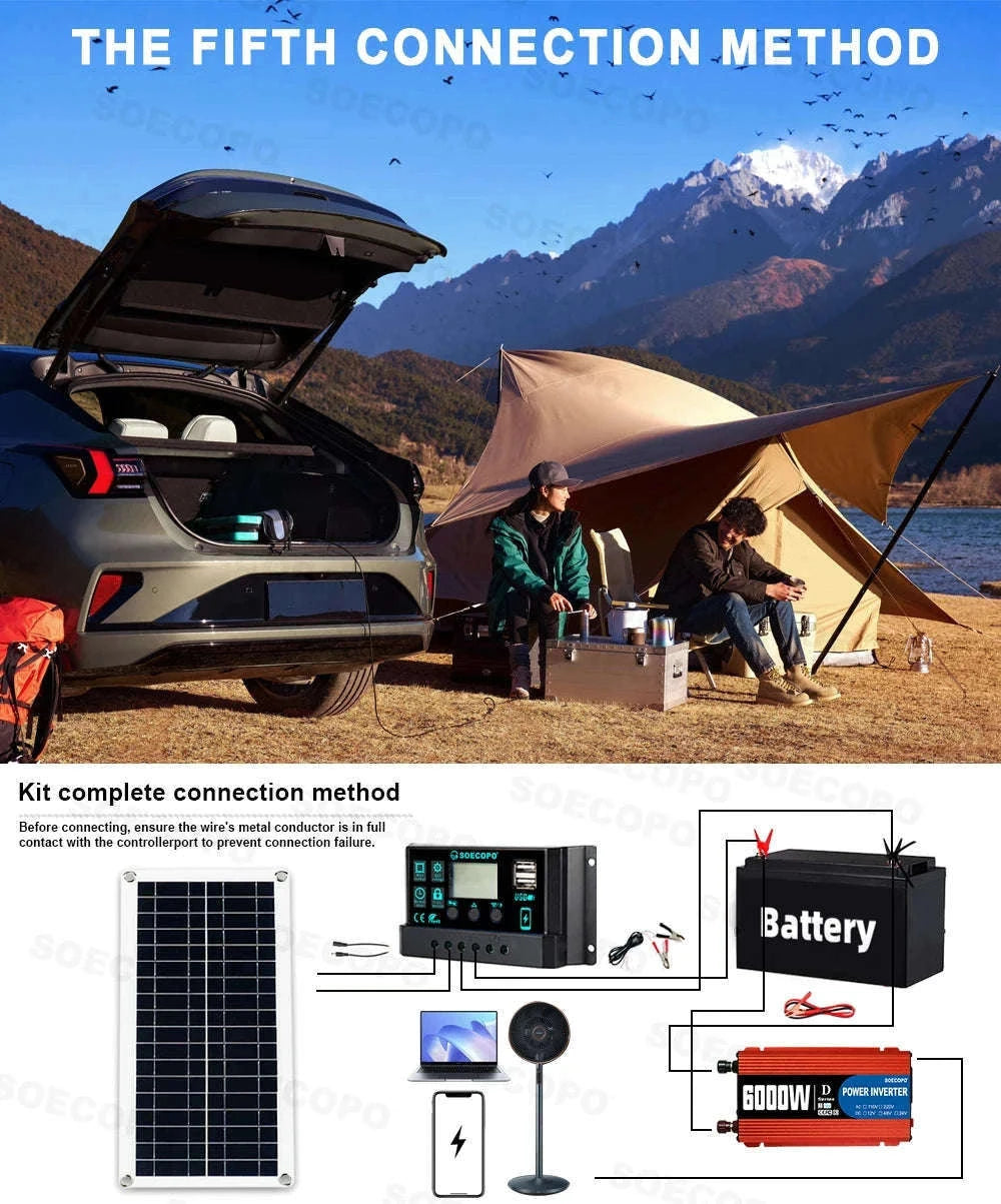 6000W Solar Power Kit with Inverter & 100A Controller for Off-Grid Use-only  Inverter 220V
