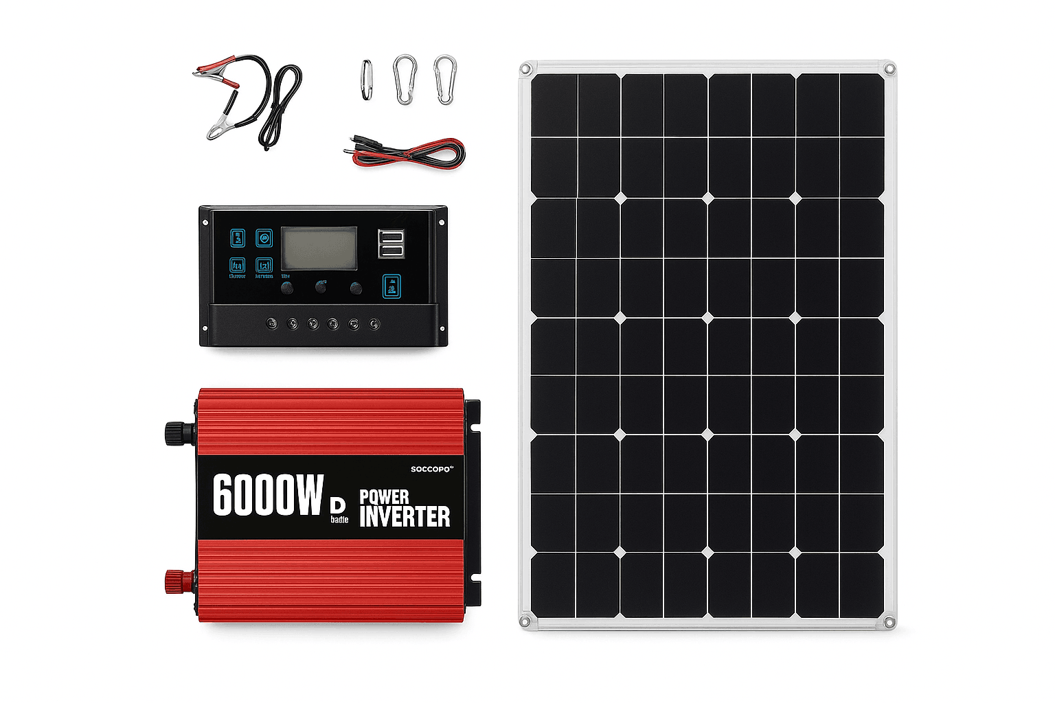 6000W Solar Power System Kit with 500W Panel, 100A Controller Inverter-only  Inverter 220V