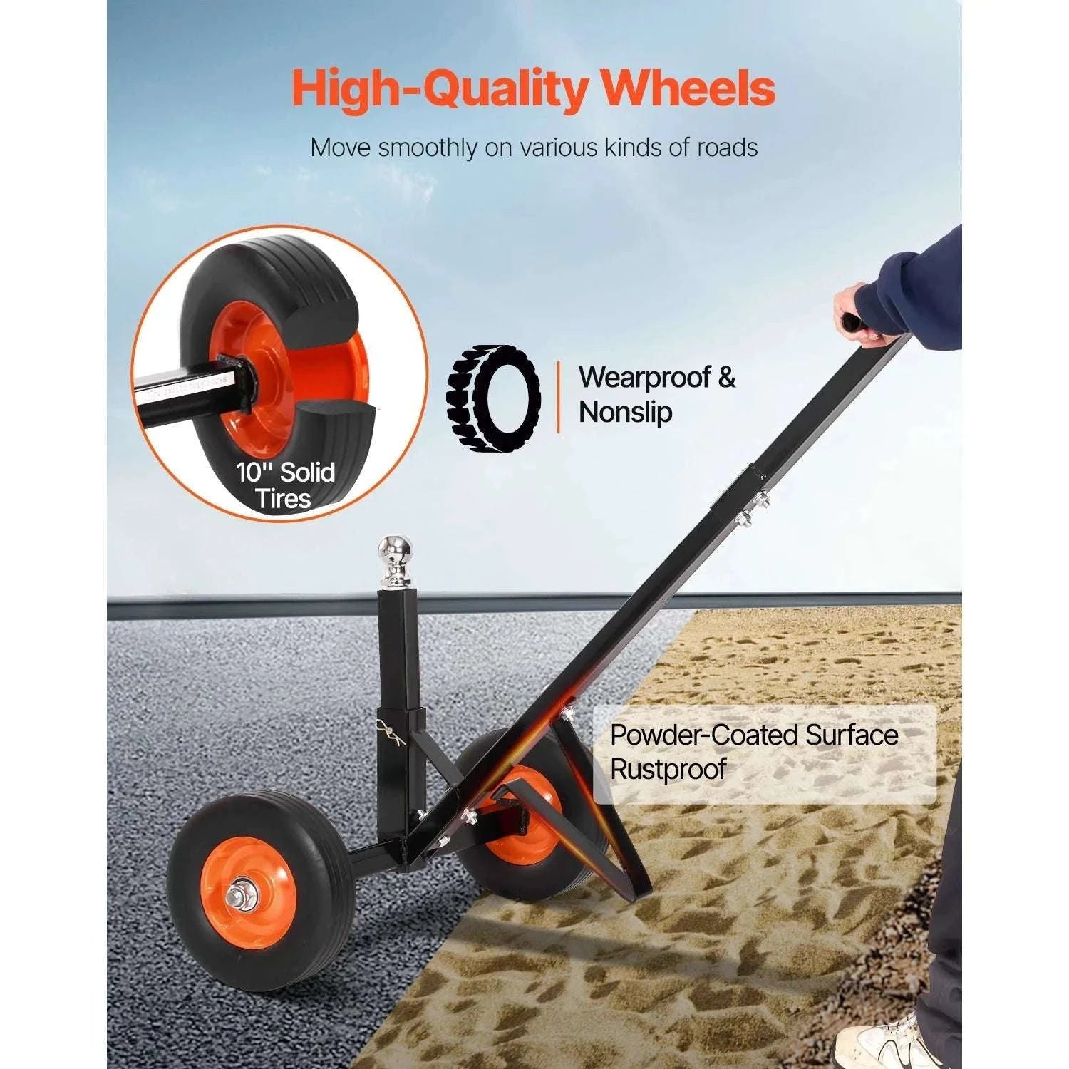600lbs Trailer Dolly with Adjustable Height & Universal Hitch Ball-600 lbs / france