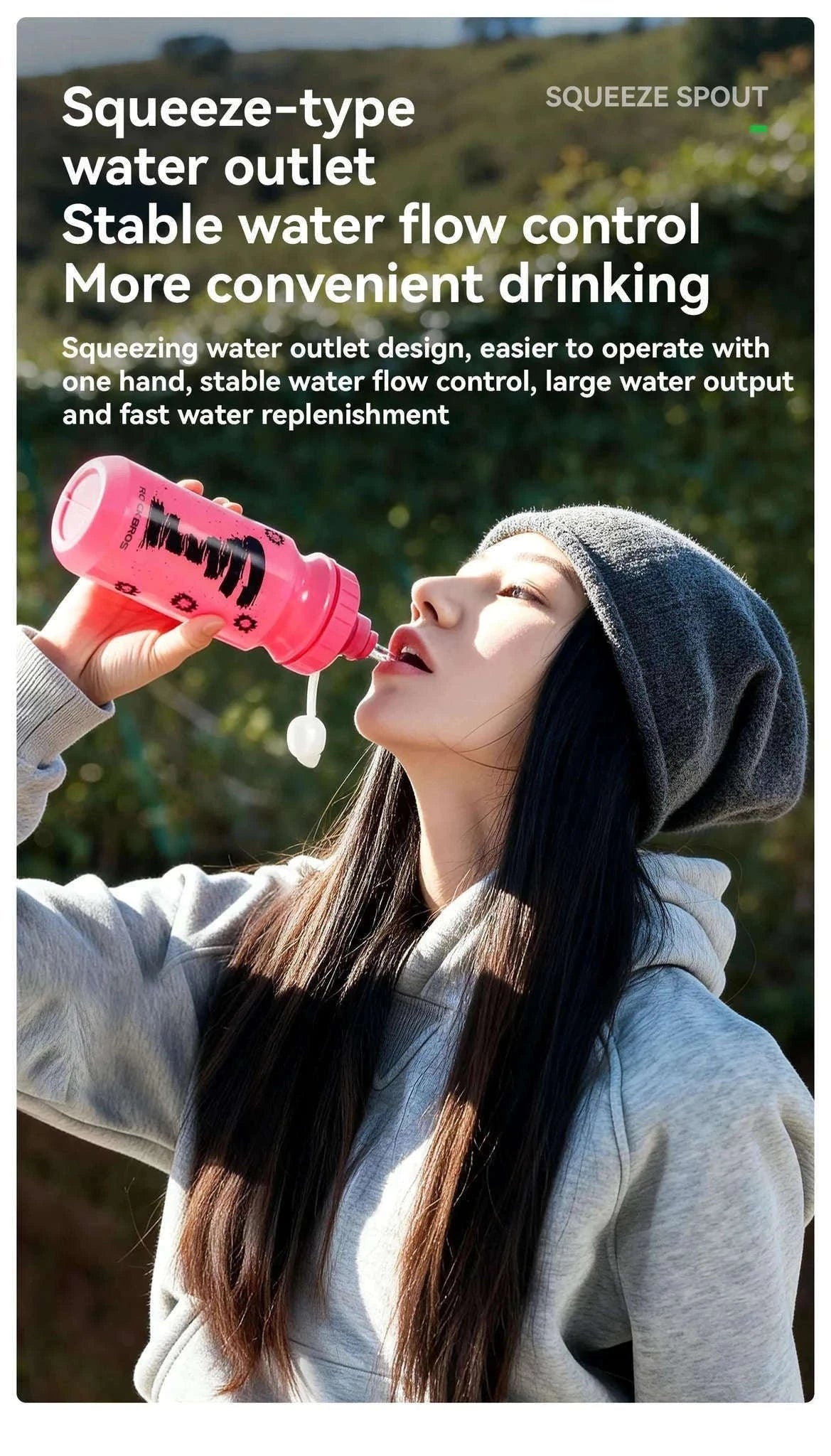 600ml Cycling Water Bottle with Dust Cover Leakproof Squeeze Design-White
