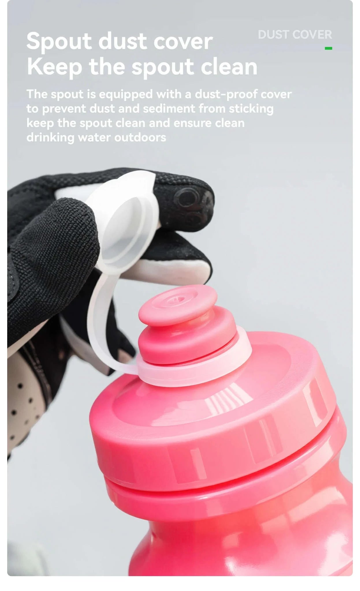 600ml Cycling Water Bottle with Dust Cover Leakproof Squeeze Design-White