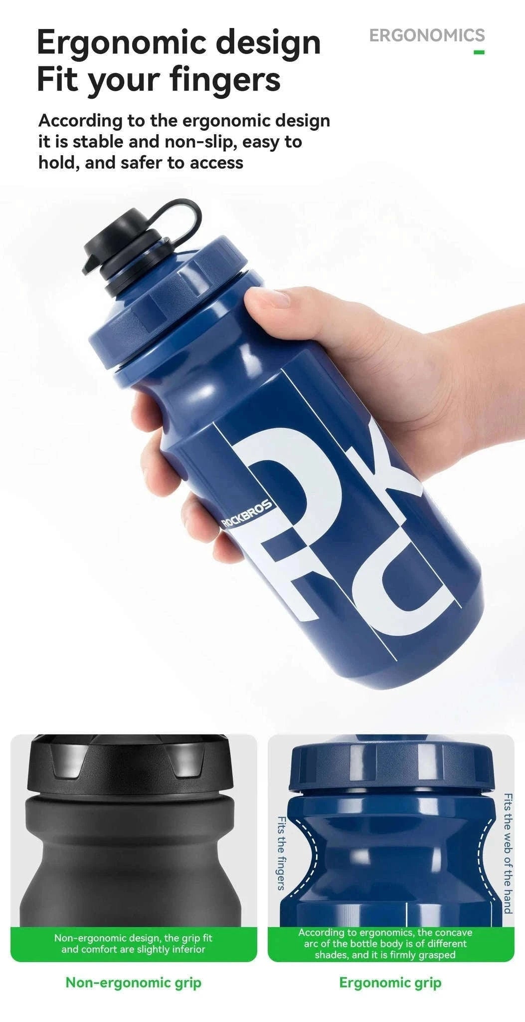 600ml Cycling Water Bottle with Dust Cover Leakproof Squeeze Design-White