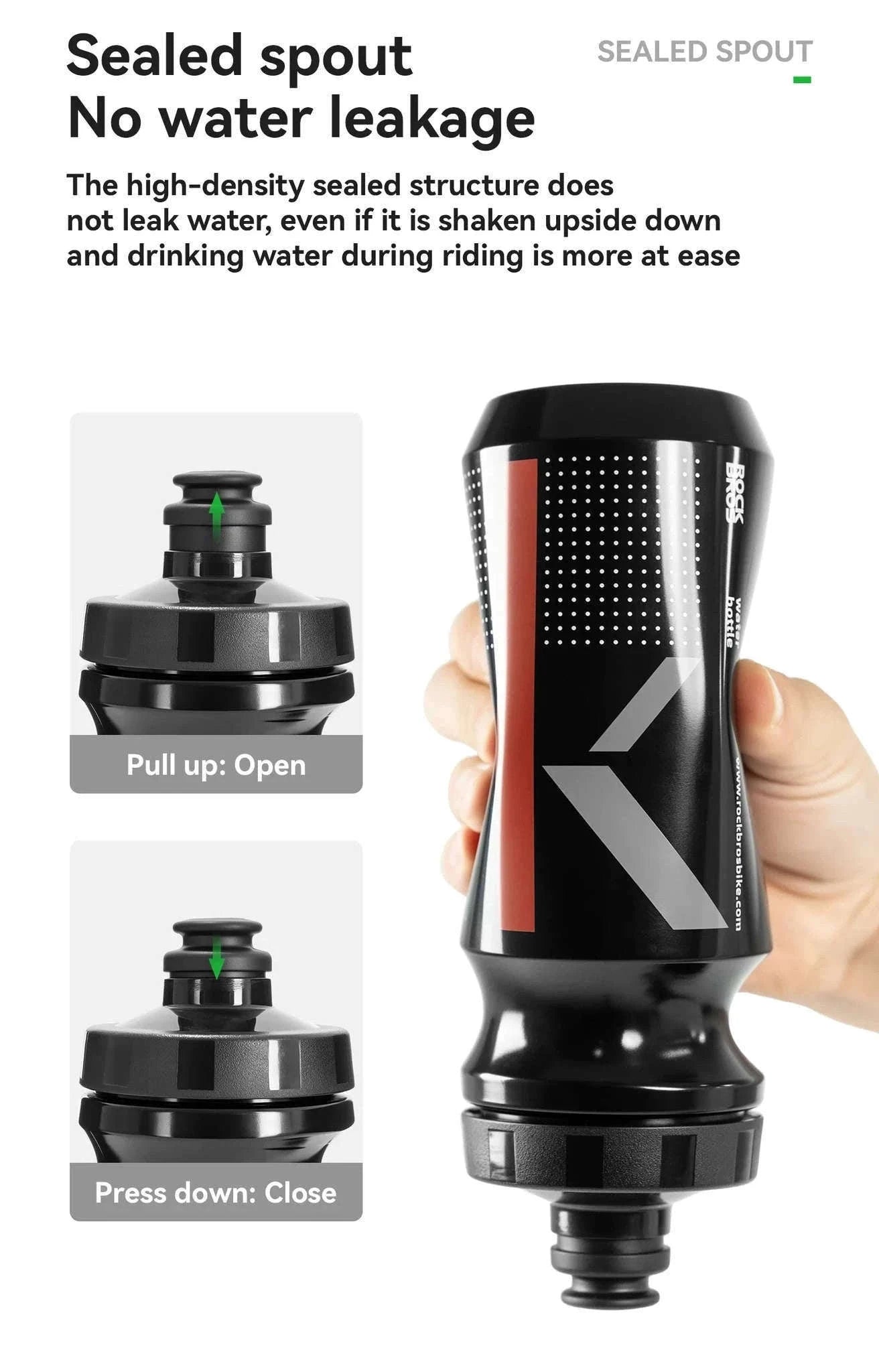 600ml Cycling Water Bottle with Dust Cover Leakproof Squeeze Design-White