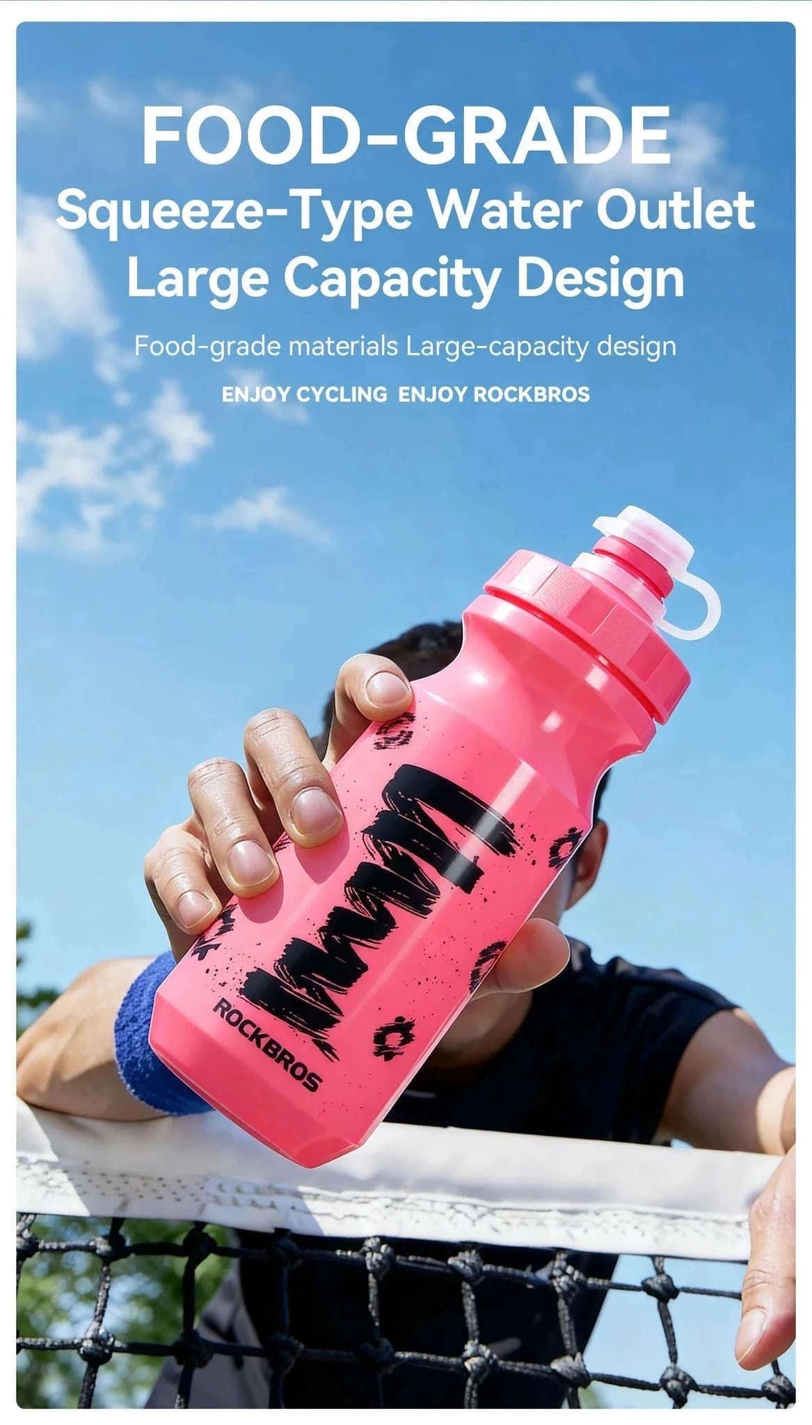 600ml Cycling Water Bottle with Dust Cover Leakproof Squeeze Design-White