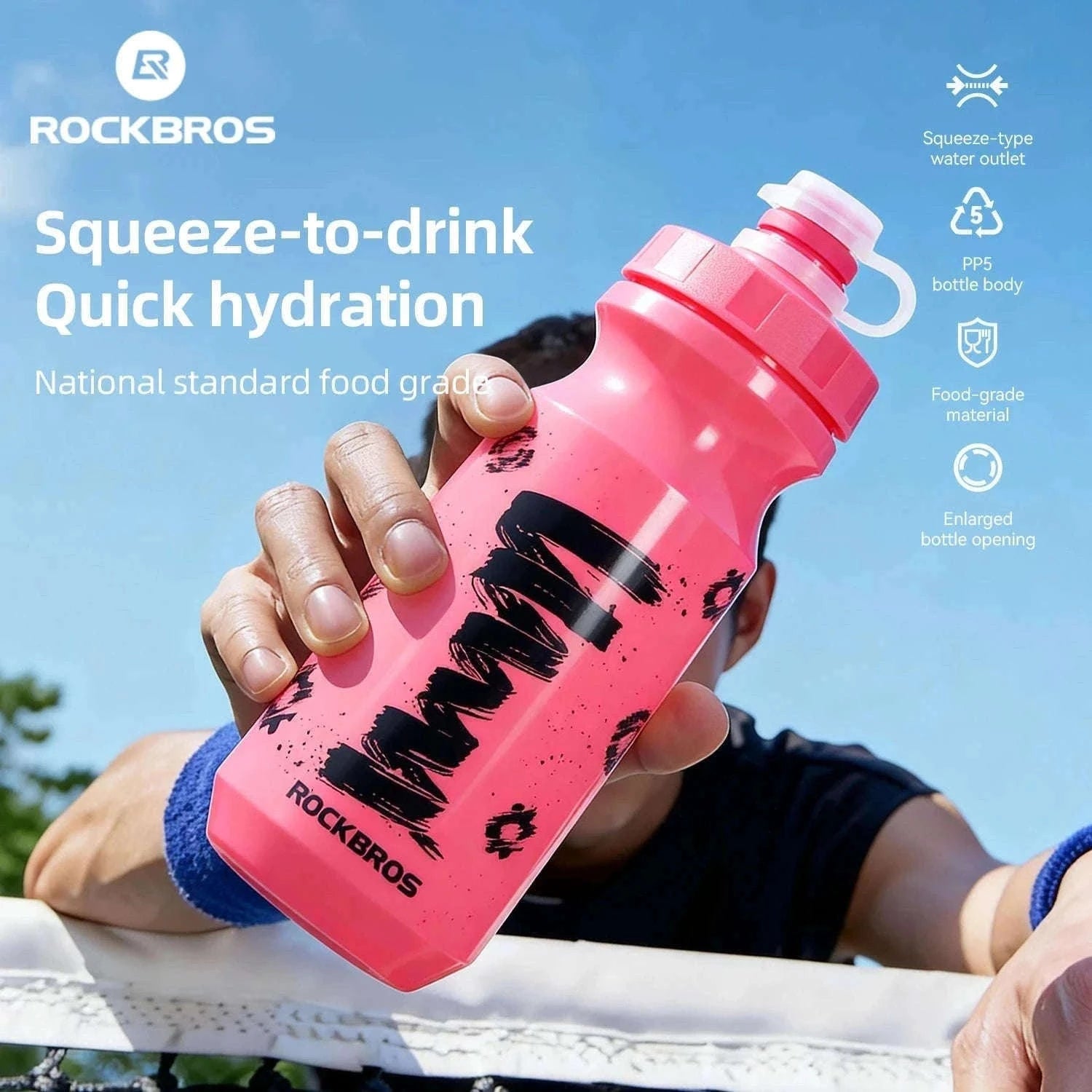 600ml Cycling Water Bottle with Dust Cover Leakproof Squeeze Design-White