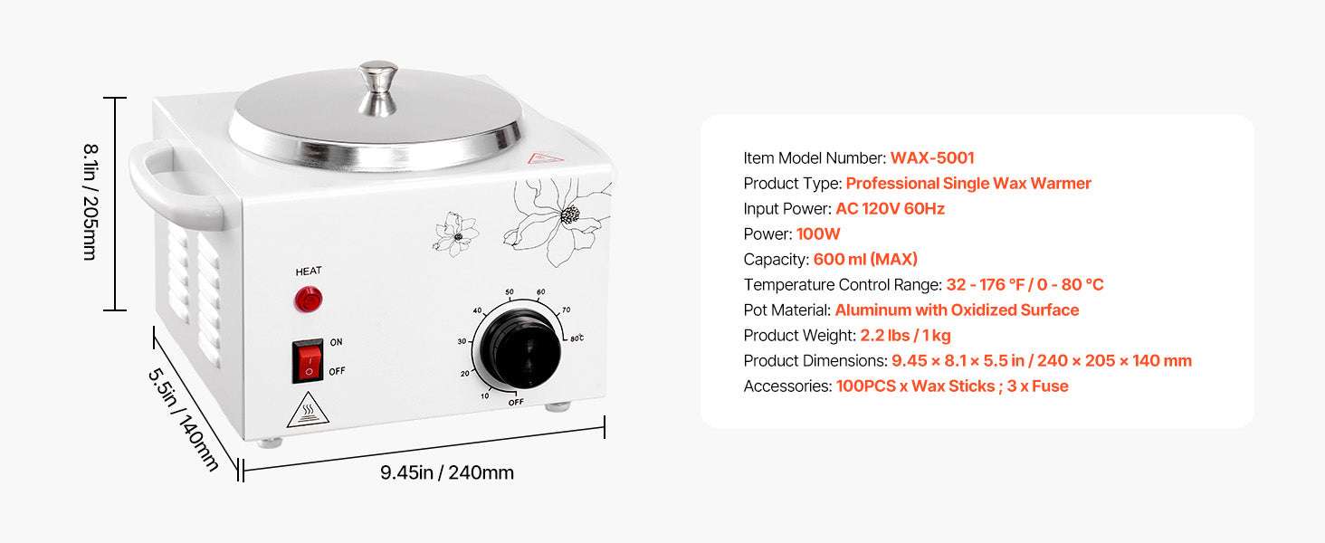 600ml Wax Warmer for Hair Removal with Adjustable Temperature Control-500-600ml / United States