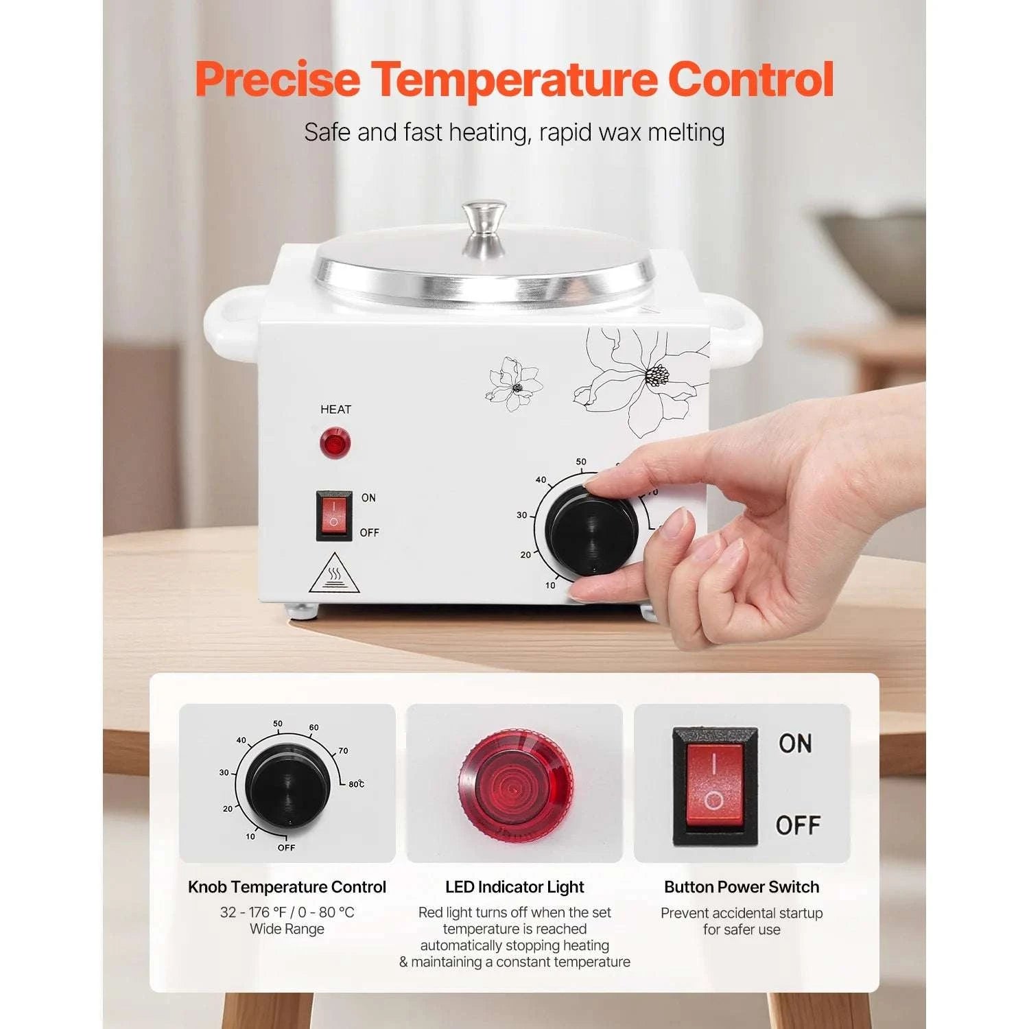 600ml Wax Warmer for Hair Removal with Adjustable Temperature Control-500-600ml / United States