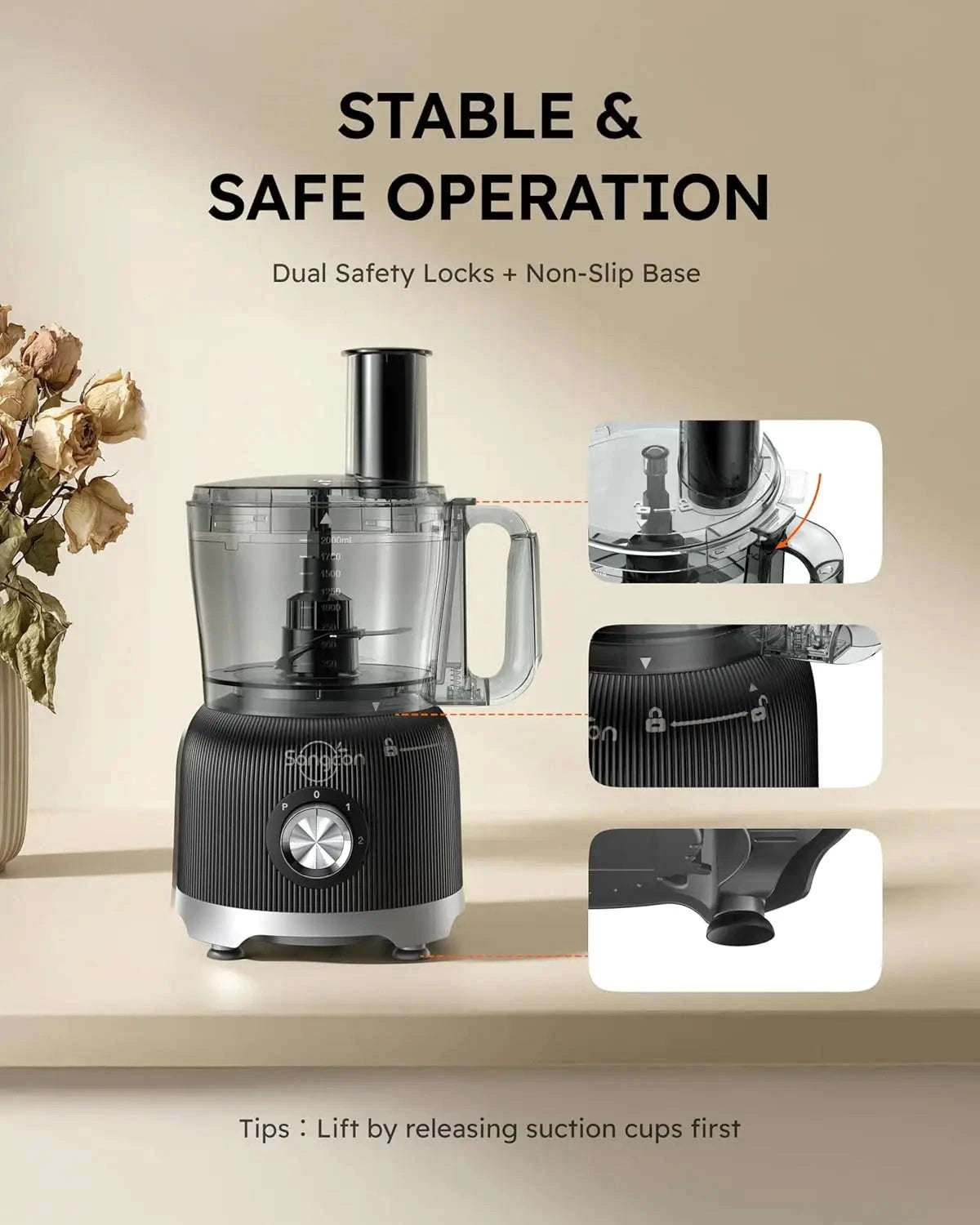 600W 11-in-1 Food Processor & Blender Combo with Dual 8-Cup Bowls-United States