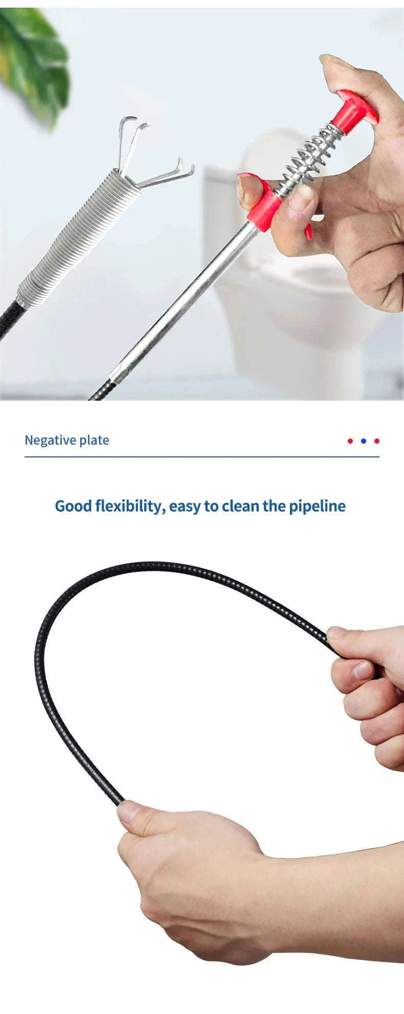 60cm Spring Pipe Dredging Tool for Clogs and Small Item Retrieval-Default Title