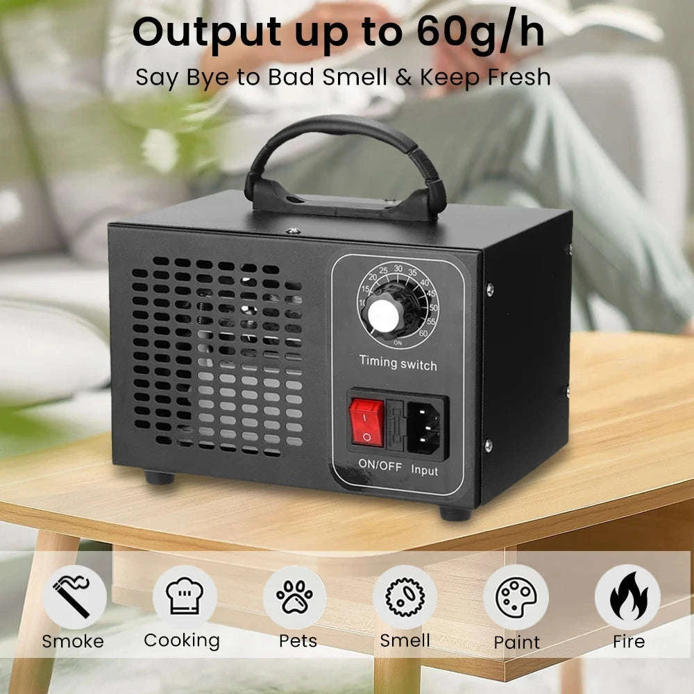 60g/h Ozone Generator Air Purifier for Home, Car & Office-PL-BLACK / 1.8KG / france|EU