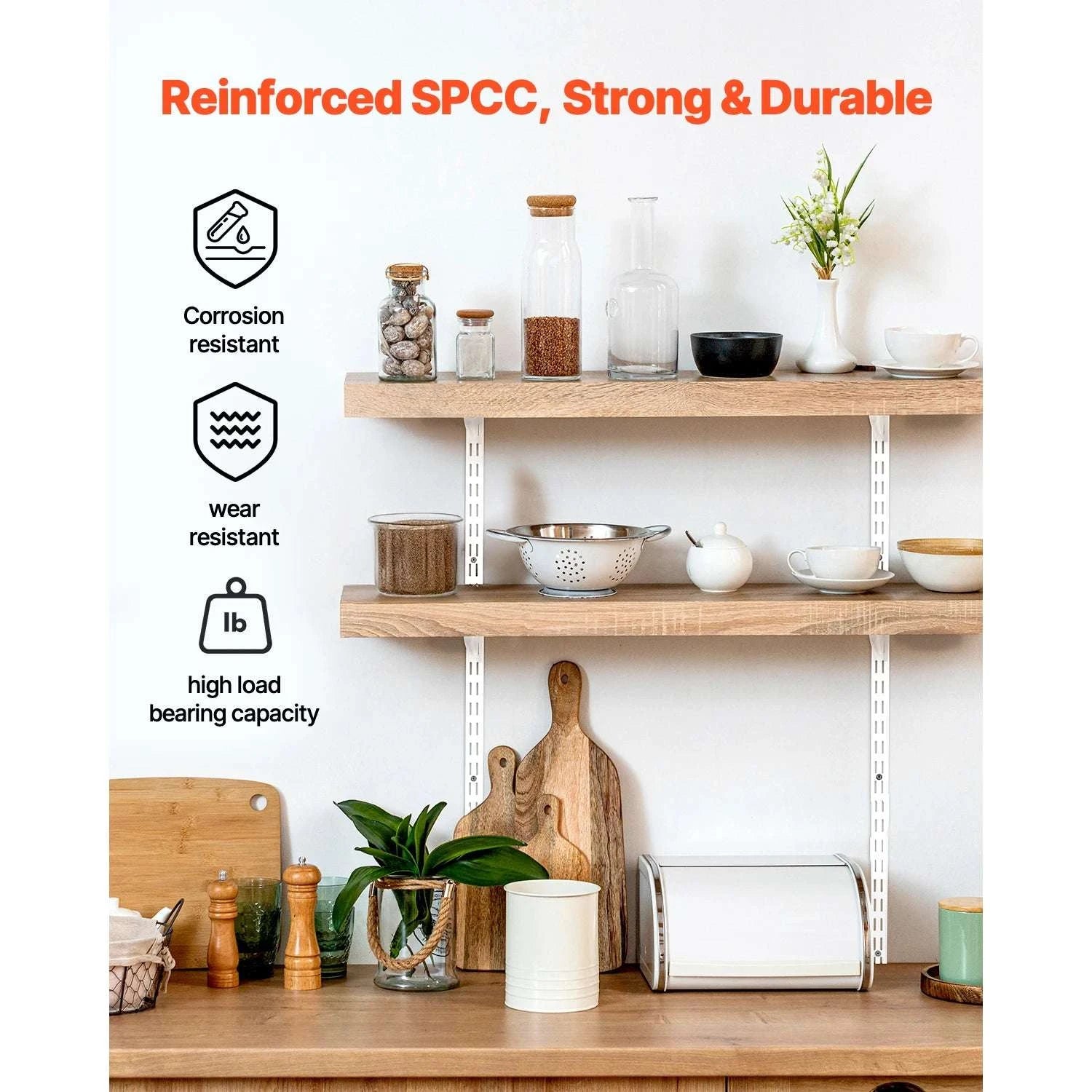 60in Adjustable Wall Shelf Track System – 5pcs Dual Slot Rails-5 PCS / United States
