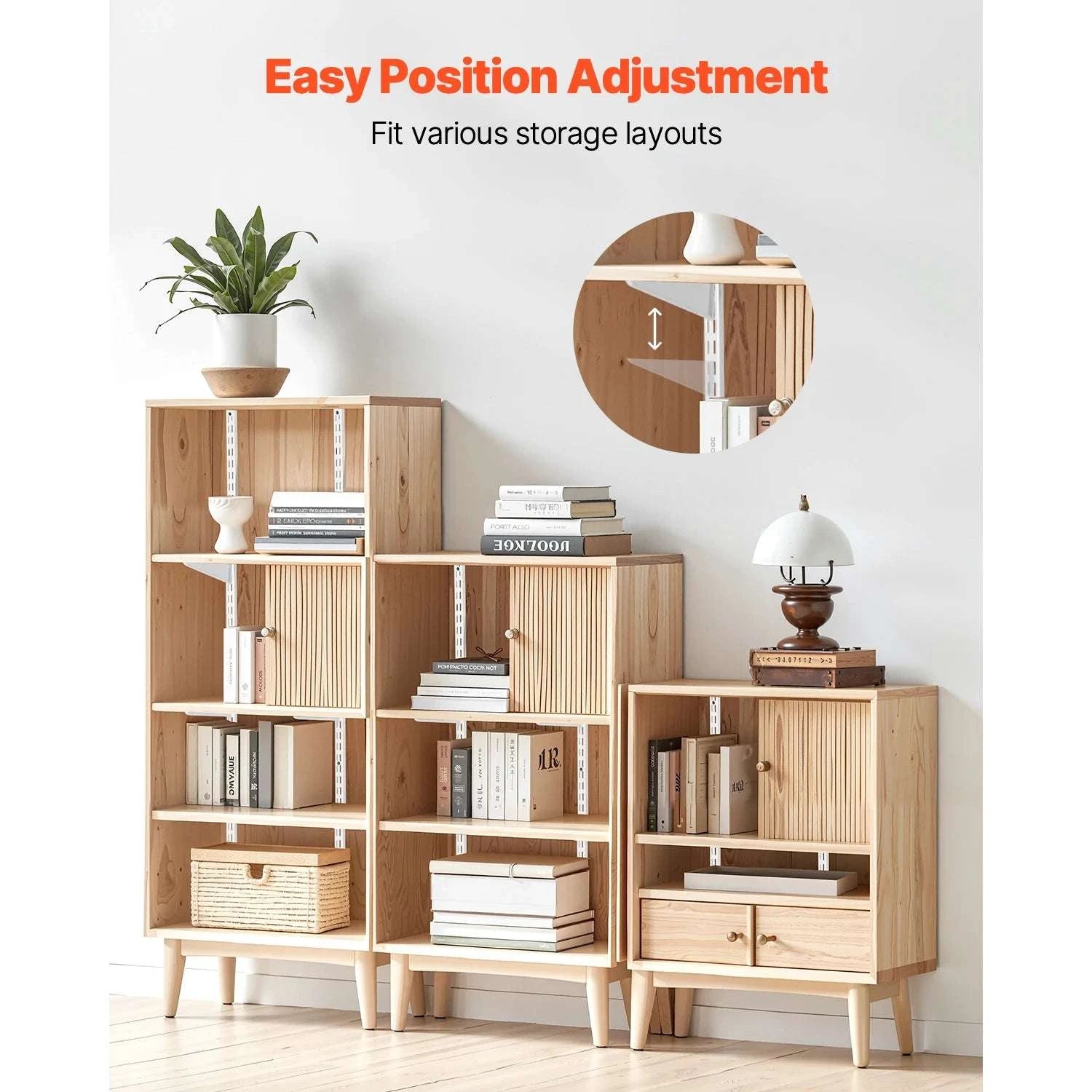 60in Adjustable Wall Shelf Track System – 5pcs Dual Slot Rails-5 PCS / United States