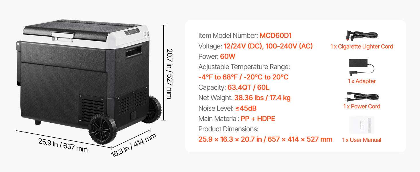 60L Portable Car Refrigerator Freezer with Wheels & Fast Cooling-60L / United States