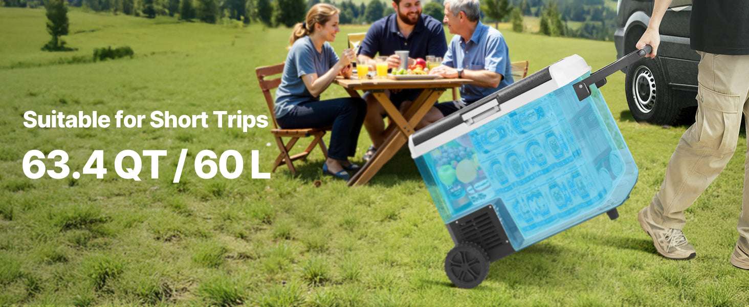 60L Portable Car Refrigerator Freezer with Wheels & Fast Cooling-60L / United States