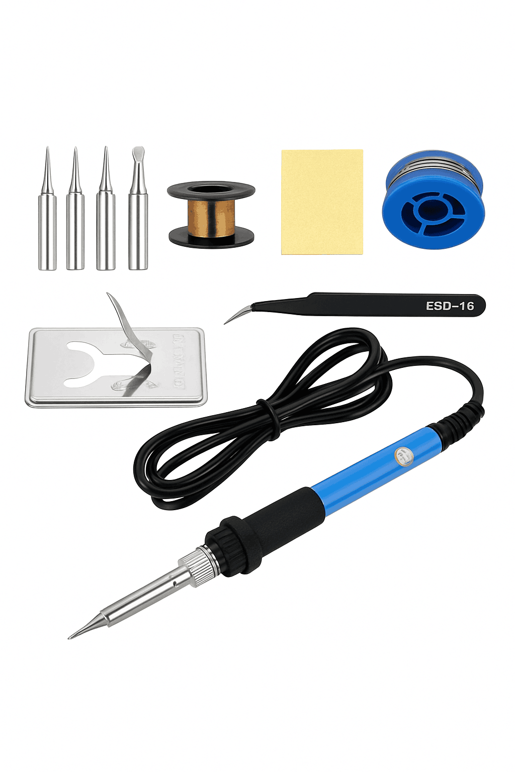 60W Adjustable Temperature Soldering Iron for Repairs-5 in 1 Gray EU