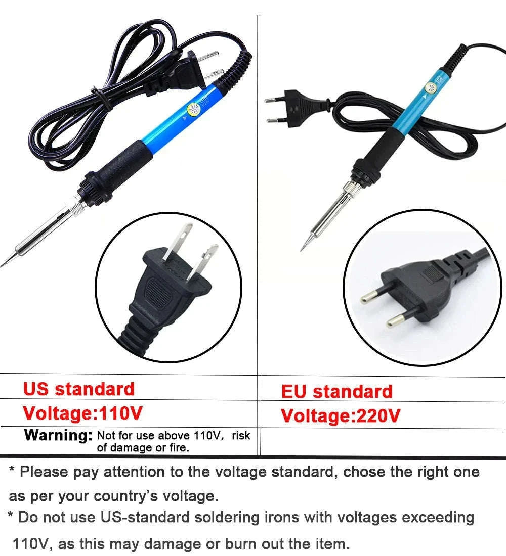 60W Adjustable Temperature Soldering Iron for Repairs-5 in 1 Gray EU