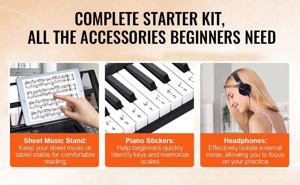 61-Key Digital Keyboard Piano with 200–600 Tones for Beginners-Without Stand / CZECH REPUBLIC