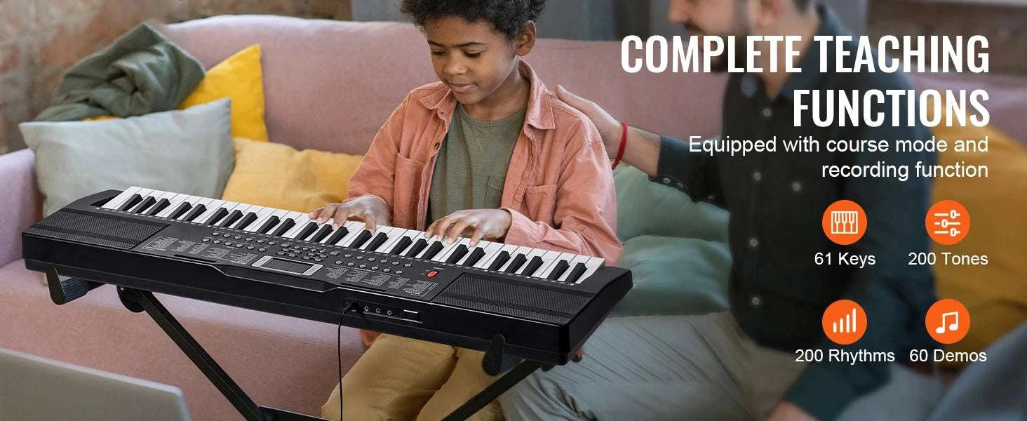 61-Key Digital Keyboard Piano with 200–600 Tones for Beginners-Without Stand / CZECH REPUBLIC
