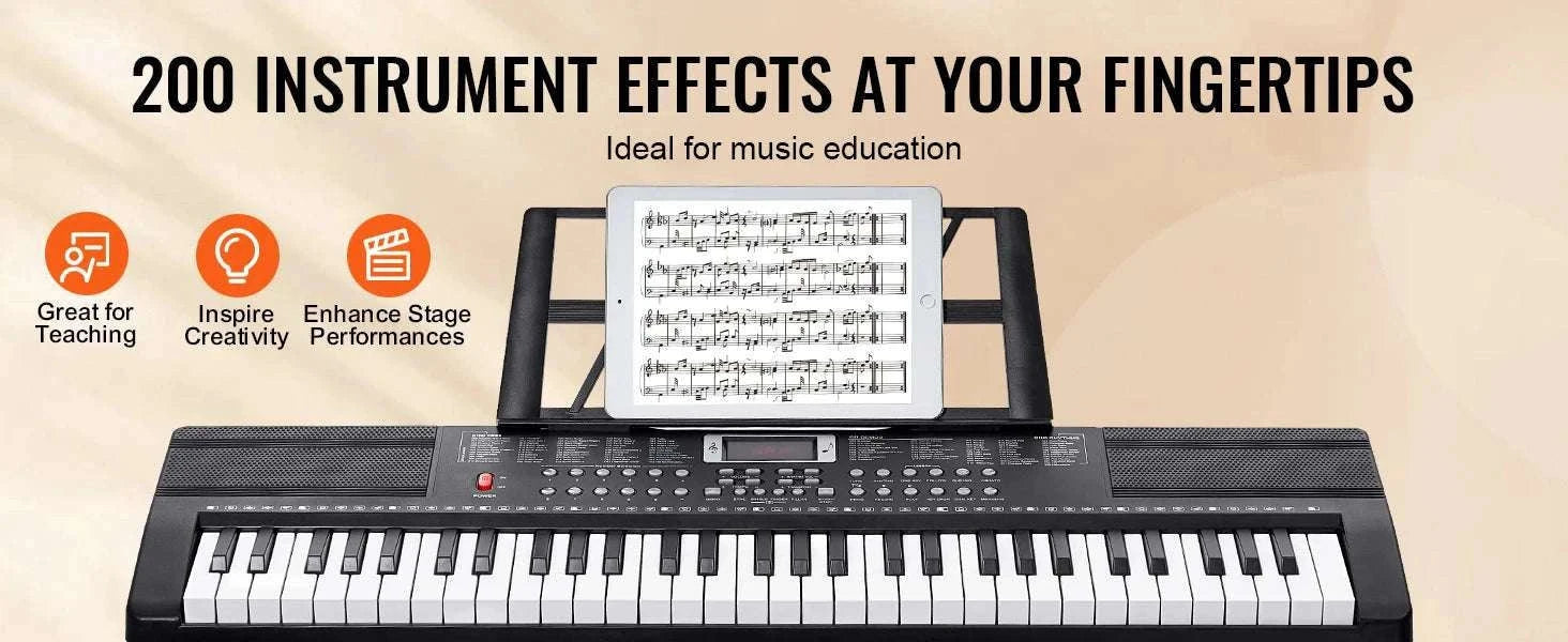 61-Key Digital Keyboard Piano with 200–600 Tones for Beginners-Without Stand / United States
