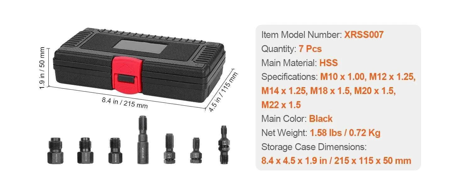 61-Piece Thread Chaser Set UNC UNF Metric Rethreading Tool Kit-61 pcs / United States