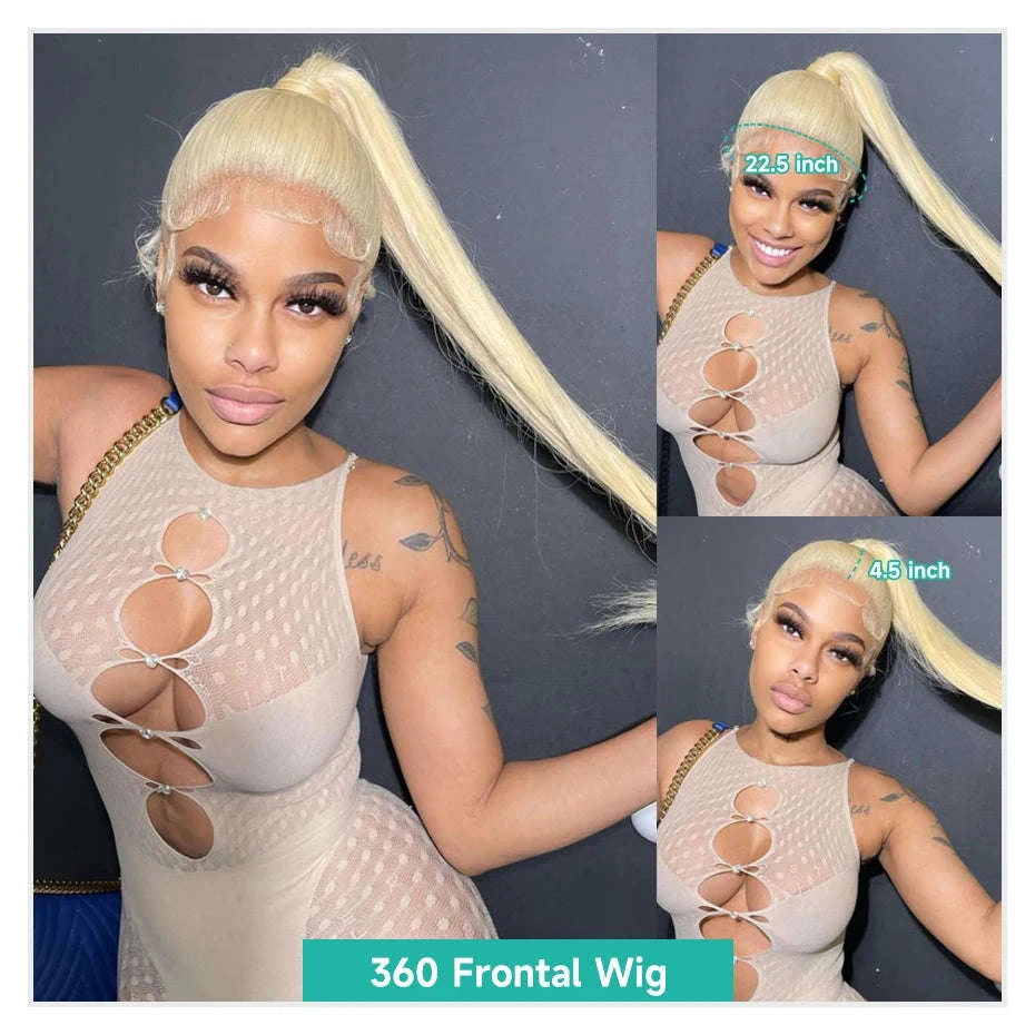 613 Honey Blonde Straight Lace Front Human Hair Wig (13x4, 13x6, 360 HD)-360 HD Frontal Wig / 42inches / 200 Density|United States