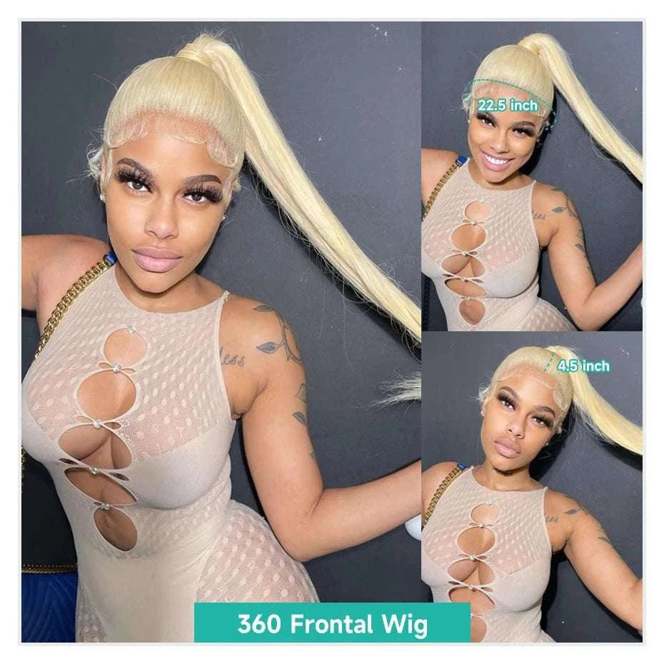 613 Honey Blonde Straight Lace Front Human Hair Wig (13x4, 13x6, 360 HD)-360 HD Frontal Wig / 42inches / 200 Density|United States