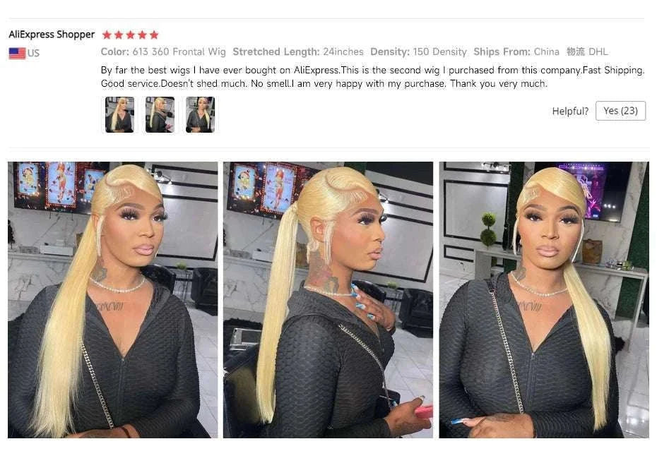 613 Honey Blonde Straight Lace Front Human Hair Wig (13x4, 13x6, 360 HD)-360 HD Frontal Wig / 42inches / 200 Density|United States