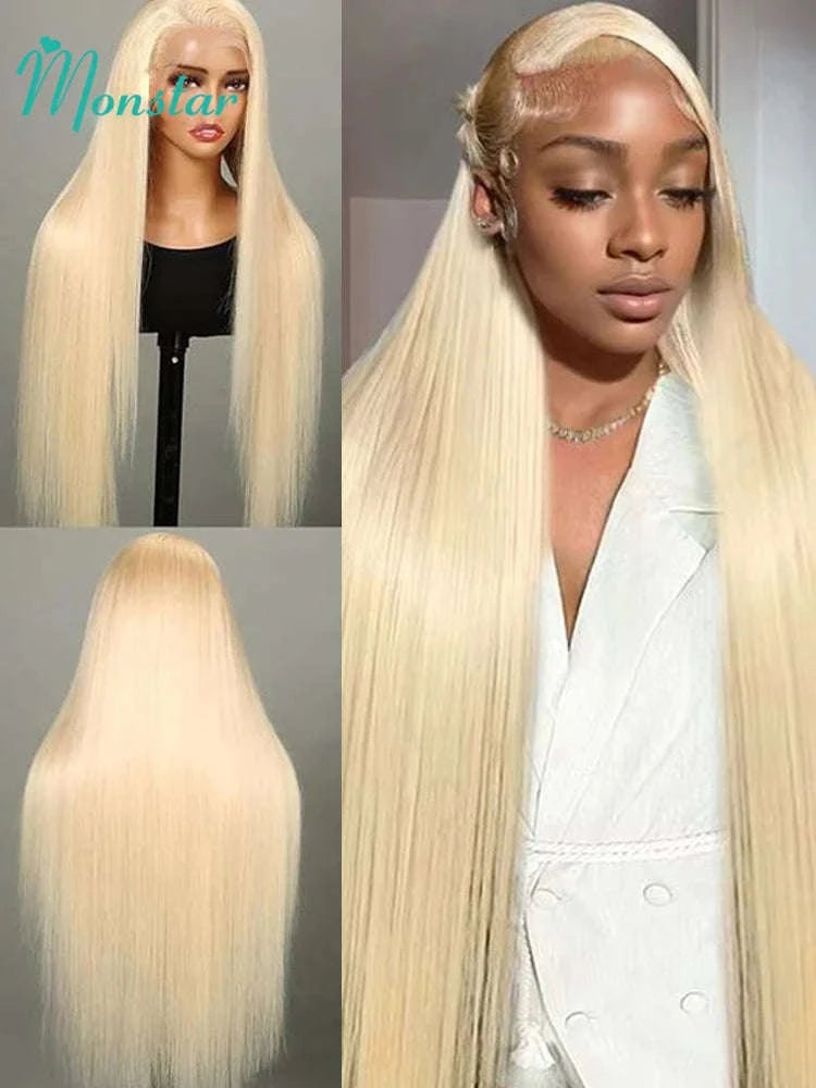 613 Honey Blonde Straight Lace Front Human Hair Wig (13x4, 13x6, 360 HD)-360 HD Frontal Wig / 42inches / 200 Density|United States