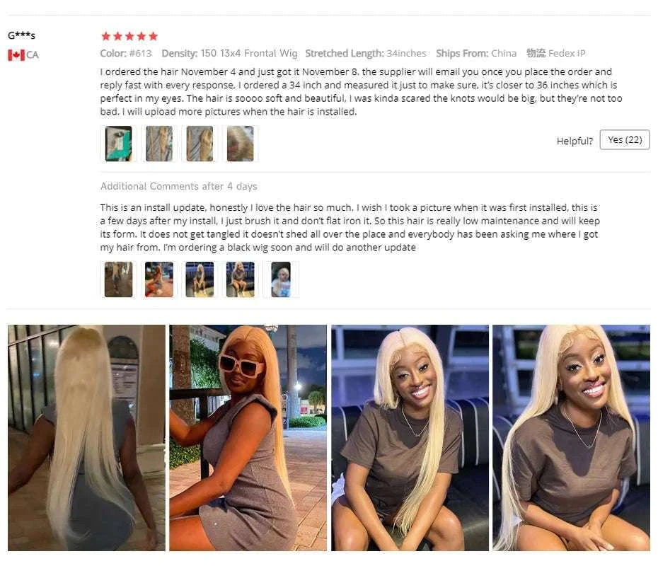 613 Honey Blonde Straight Lace Front Human Hair Wig (13x4, 13x6, 360 HD)-