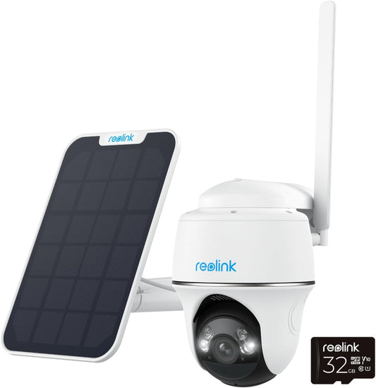 Nadzorna kamera Reolink 3G/4G LTE z režo za kartico SIM 📡, 5 MP 355°/140° PTZ sončna kamera na prostem ☀️, barvni nočni vid 🌈, zaznavanje ljudi/živali 🐾🚶, filtriranje alarma 🚨, samostojna, Go PT Plus + sončna plošča ☀️ +