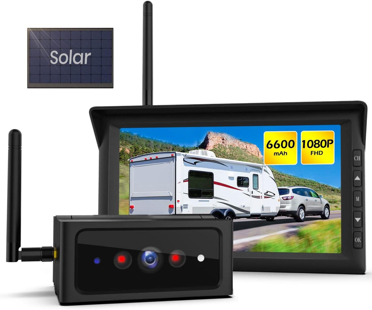 Auto-VOX Solar Wireless Reversing Camera Set with 1080P IR Night Vision, 7-Inch Split-Screen Monitor for Truck, Motorhome, Caravan, Trailer, Van, Bus Spy-shop.com