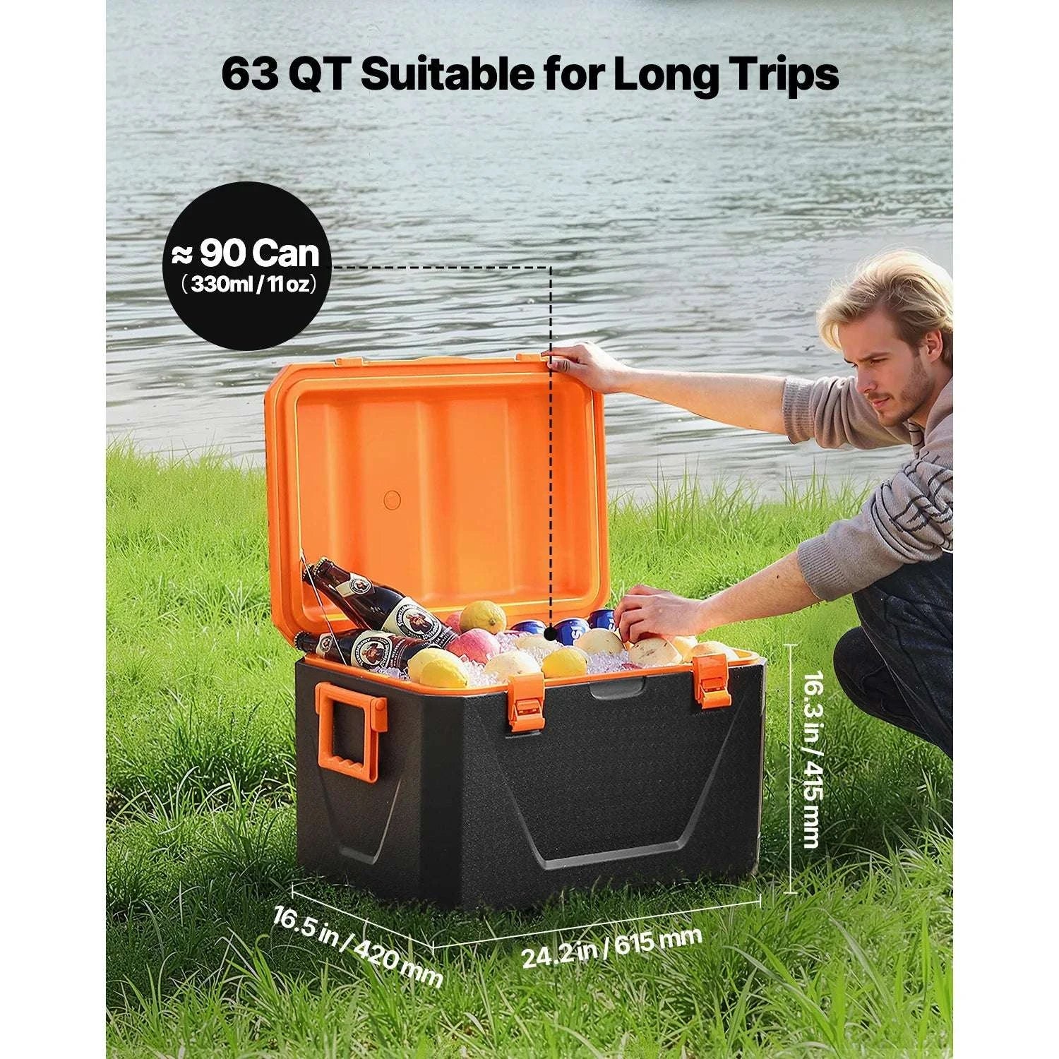 63QT Portable Hard Cooler with Ice Retention for Camping & Travel-63qt / United States