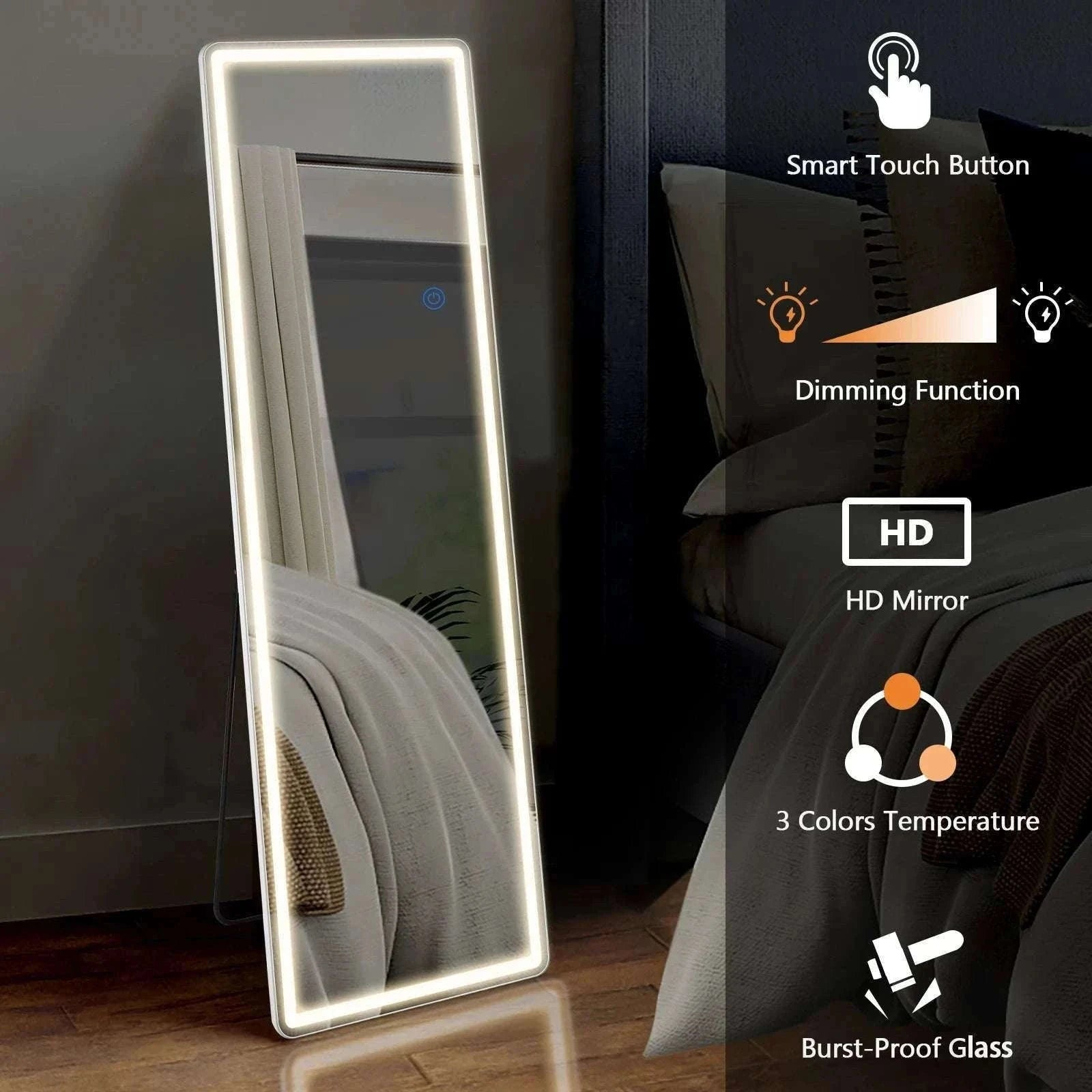 64" x 21" Full Length Floor Mirror with Aluminum Frame-1 piece / United States