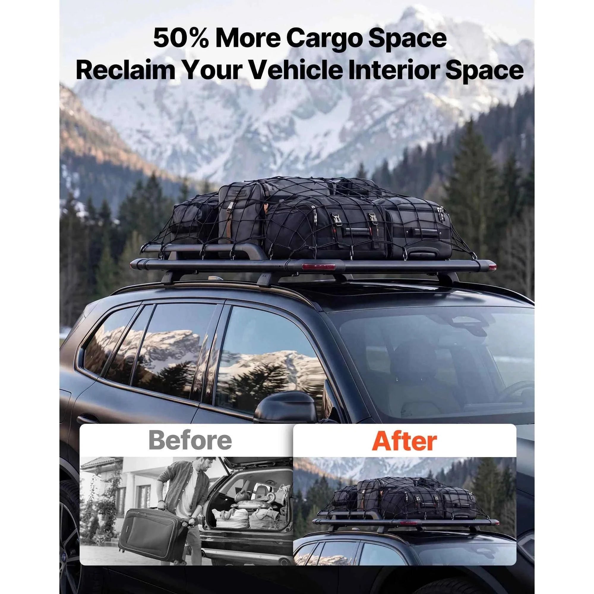 64 x 39 x 4.53 in Roof Rack Cargo Basket with Extension, 200 lbs Capacity, Universal Fit-64x39inch / United States