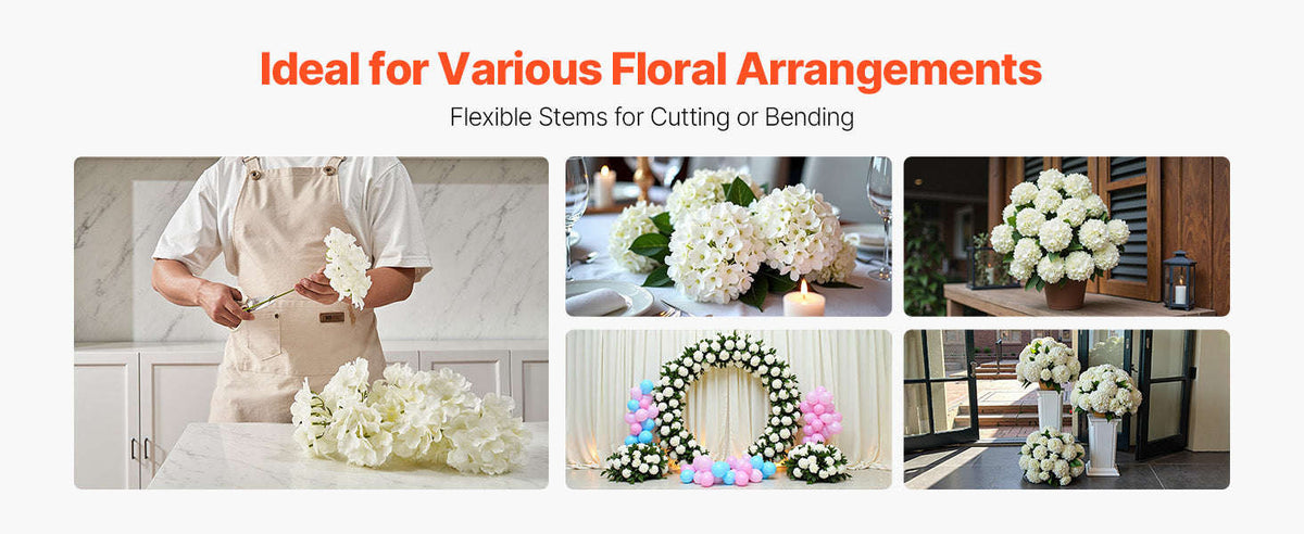 65-Pack White Artificial Hydrangea Bouquet with Stem-white / 205pcs / United States