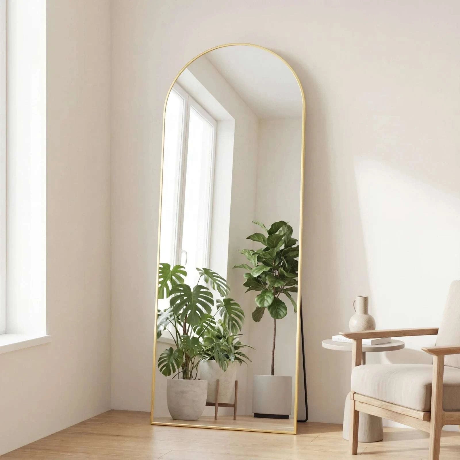 65" x 24" Full Length Floor Mirror with Aluminum Frame-Gold-rectangle / United States