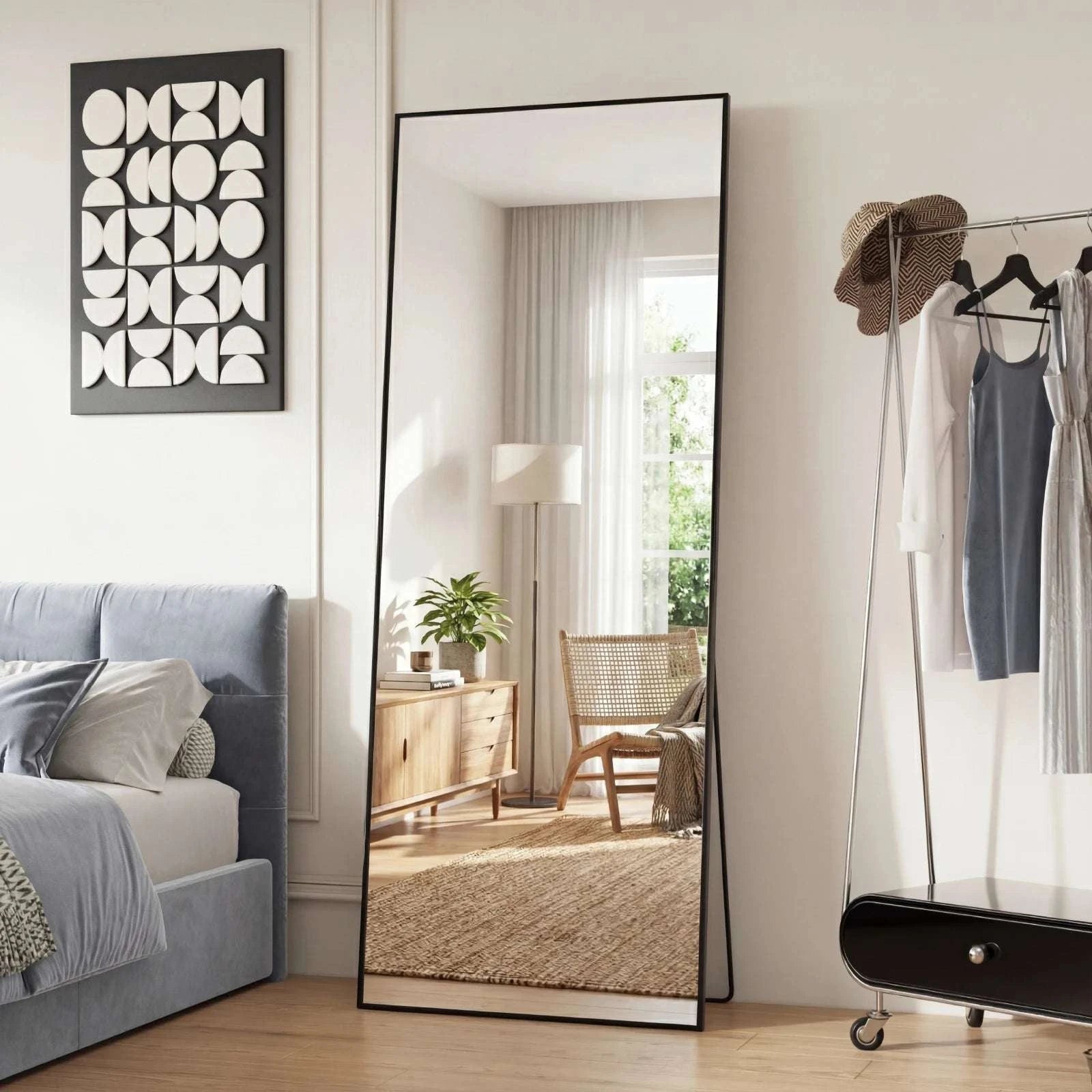 65" x 24" Full Length Floor Mirror with Aluminum Frame-Gold-rectangle / United States
