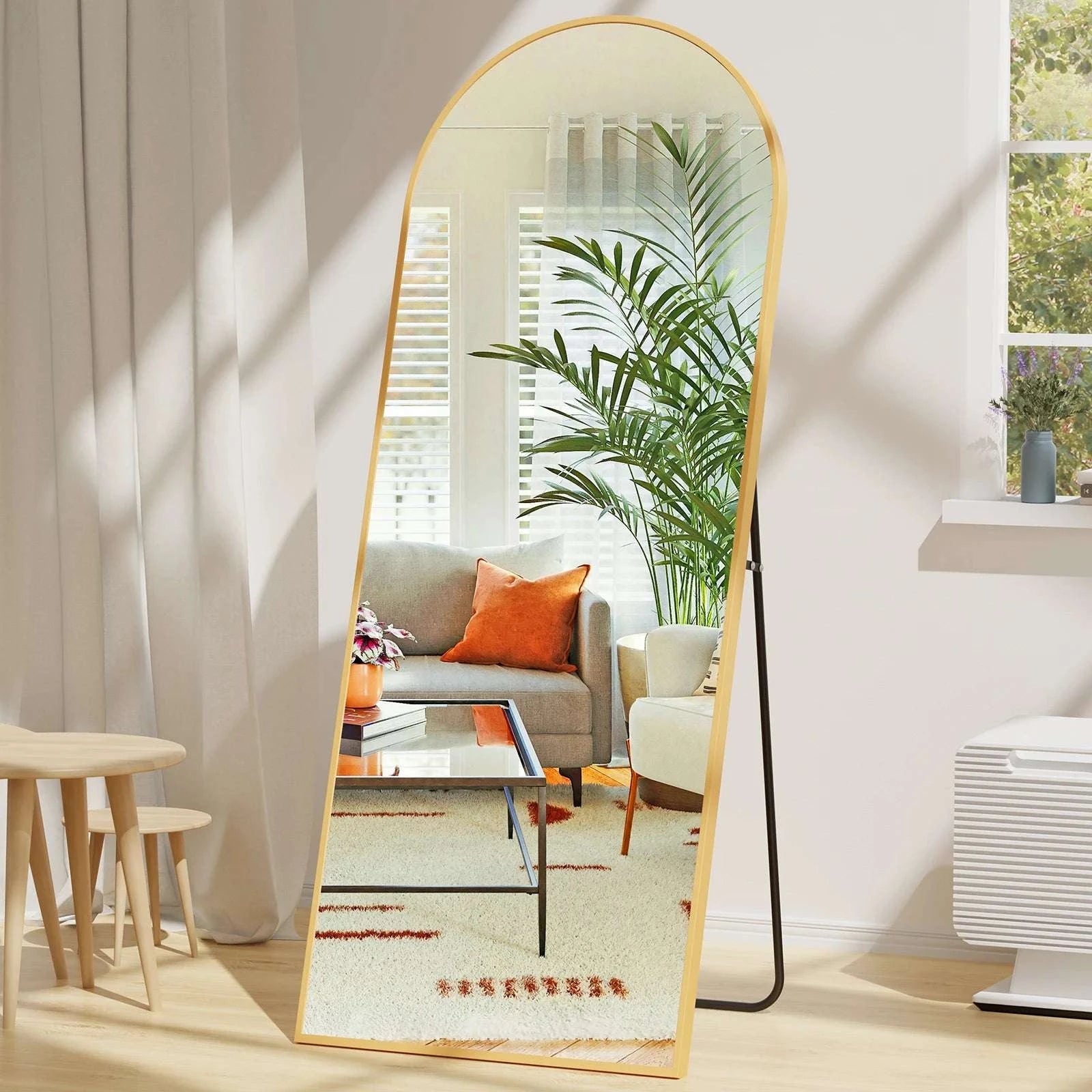 65" x 24" Full Length Floor Mirror with Aluminum Frame-Gold-rectangle / United States