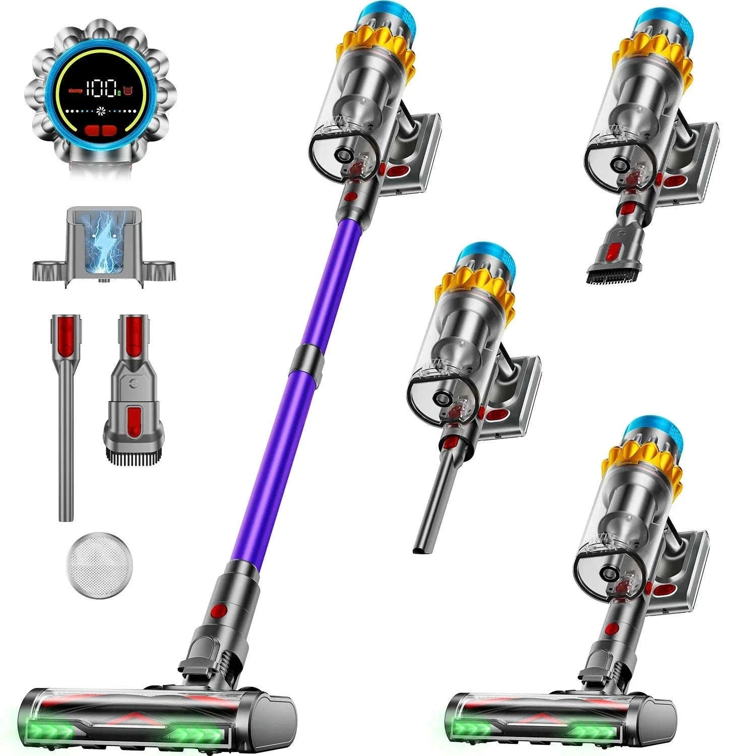 650W Cordless Vacuum Cleaner 65KPA Strong Suction for Pet Hair and Carpet-EU / United States