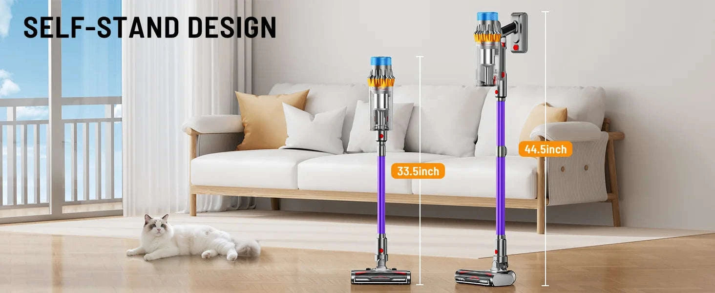 650W Cordless Vacuum Cleaner 65KPA Strong Suction for Pet Hair and Carpet-EU / United States