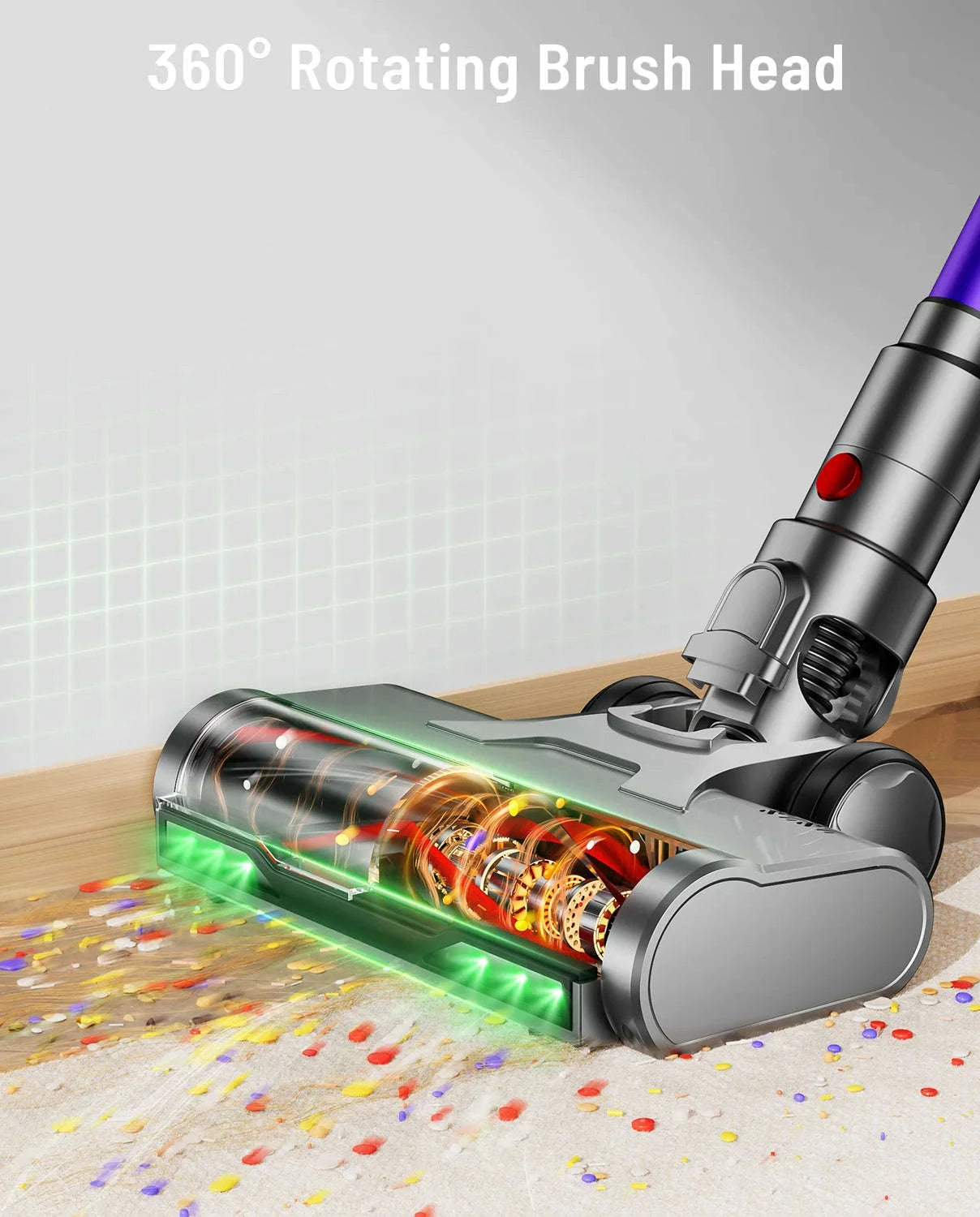 650W Cordless Vacuum Cleaner 65KPA Strong Suction for Pet Hair and Carpet-EU / United States