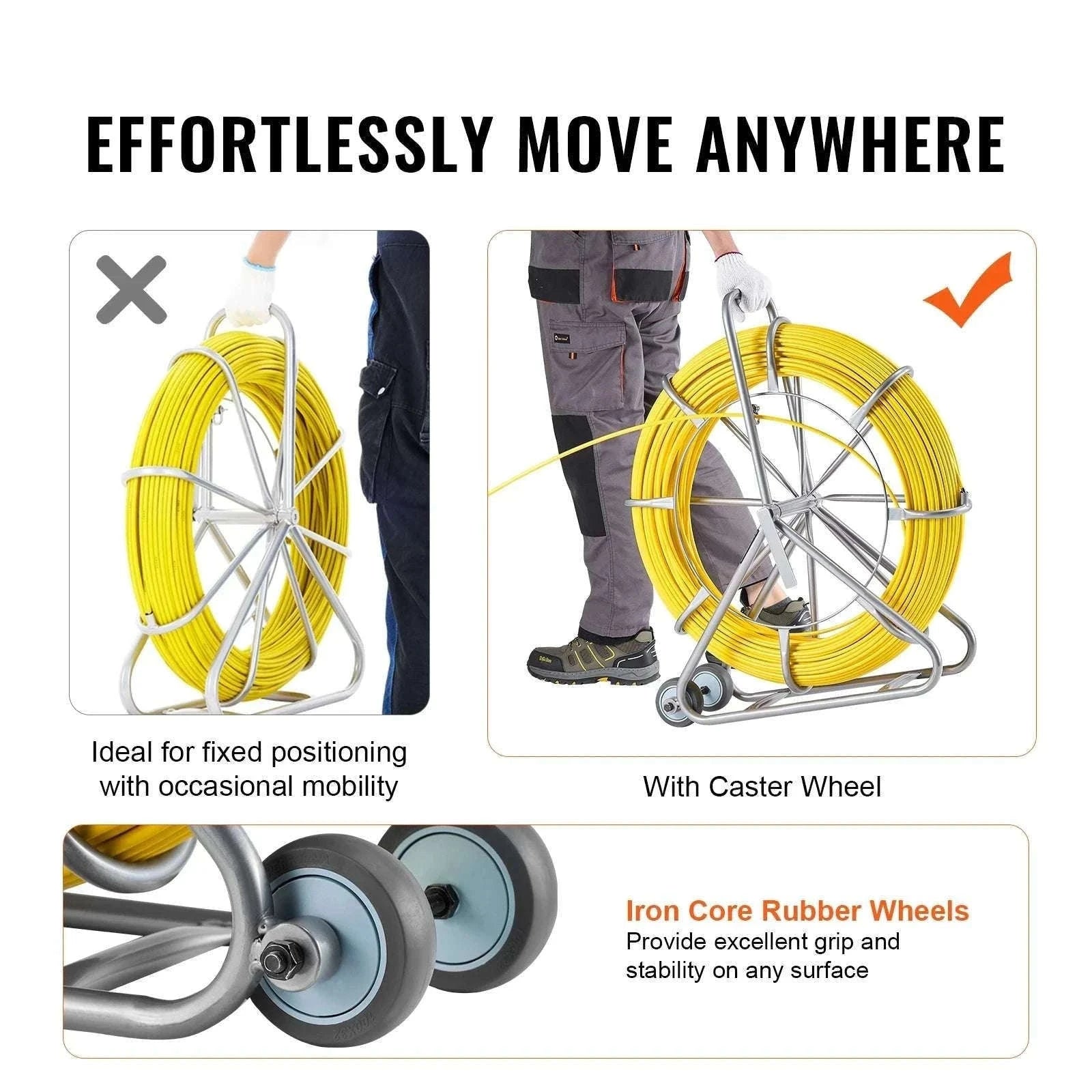 656ft Fiberglass Fish Tape Wire Puller with 5/16in Rodder-200m 8mm / spain