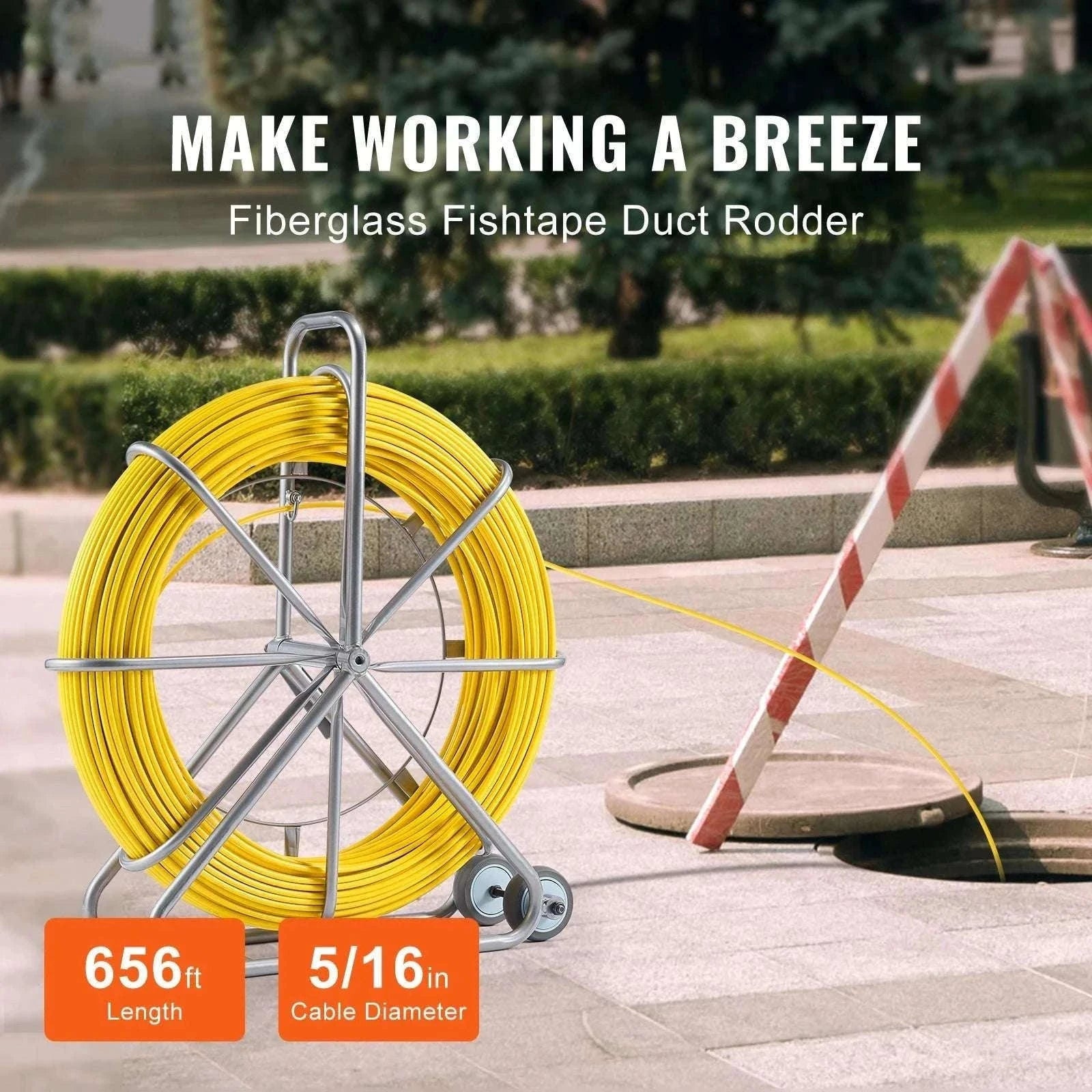 656ft Fiberglass Fish Tape Wire Puller with 5/16in Rodder-200m 8mm / spain
