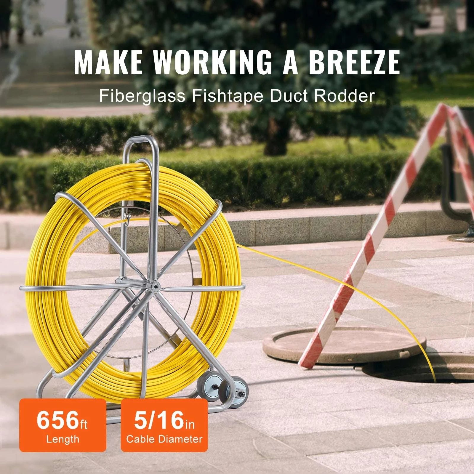 656ft Fiberglass Fish Tape Wire Puller with 5/16in Rodder-200m 8mm / spain