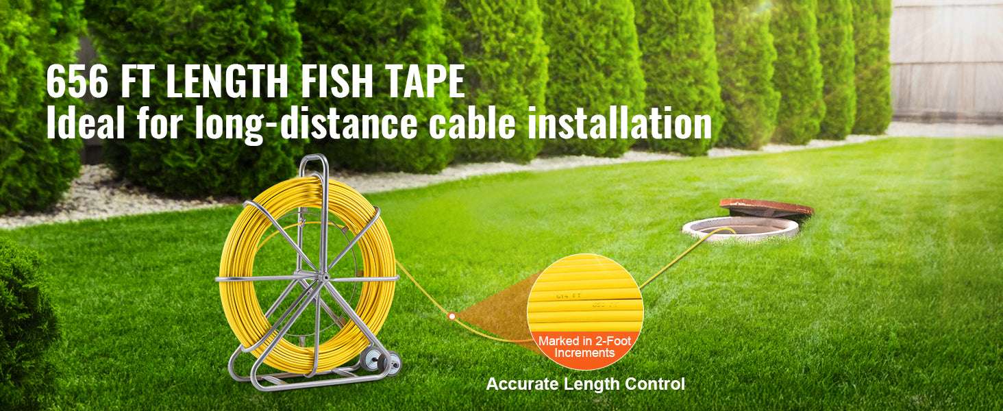 656ft Fiberglass Fish Tape Wire Puller with 5/16in Rodder-200m 8mm / spain