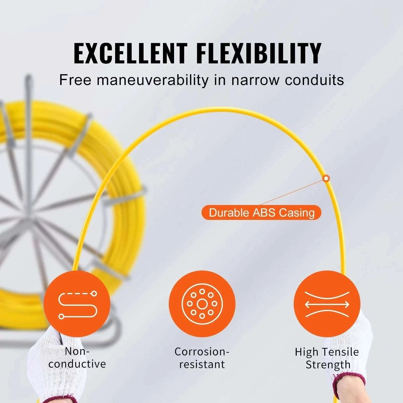 656ft Fiberglass Fish Tape Wire Puller with 5/16in Rodder-200m 8mm / spain