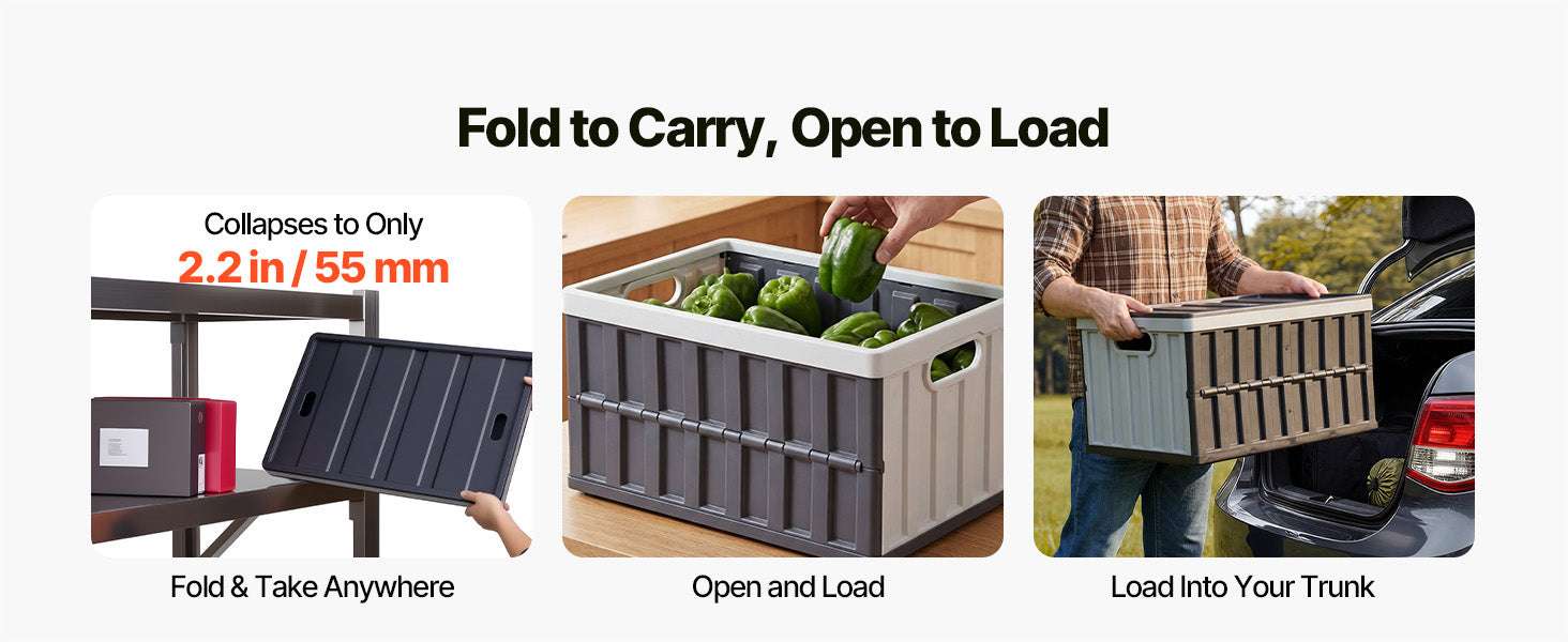 65L Collapsible Storage Bins with Lids – Stackable Folding Crates-3PCS / United States
