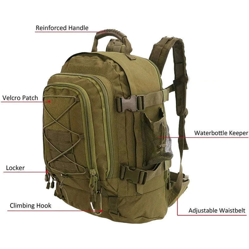65L Outdoor Tactical Backpack-Brown / United States