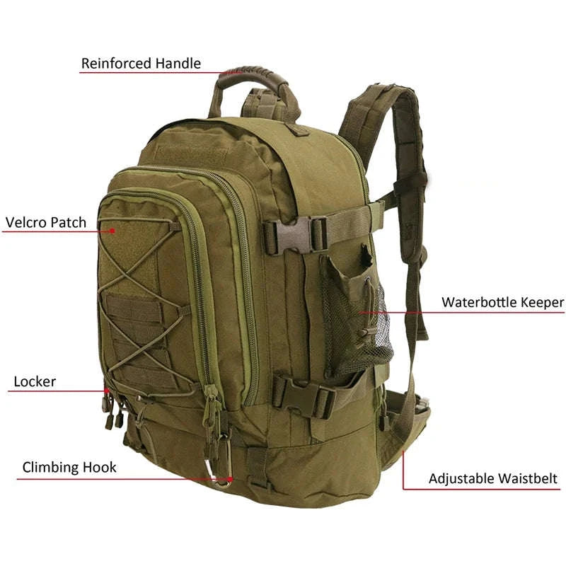 65L Outdoor Tactical Backpack-Brown / United States